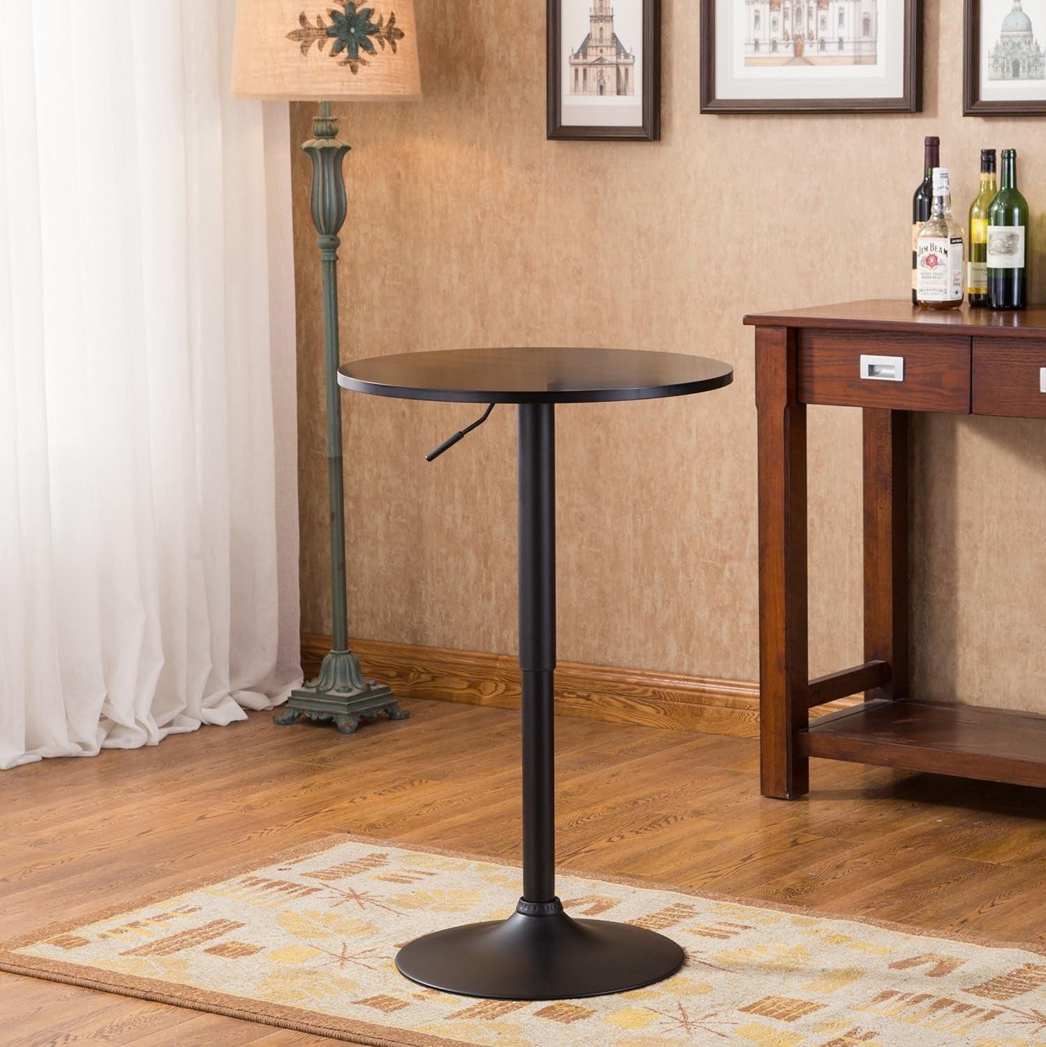 Belham Black Adjustable Height Round Metal Bar Table