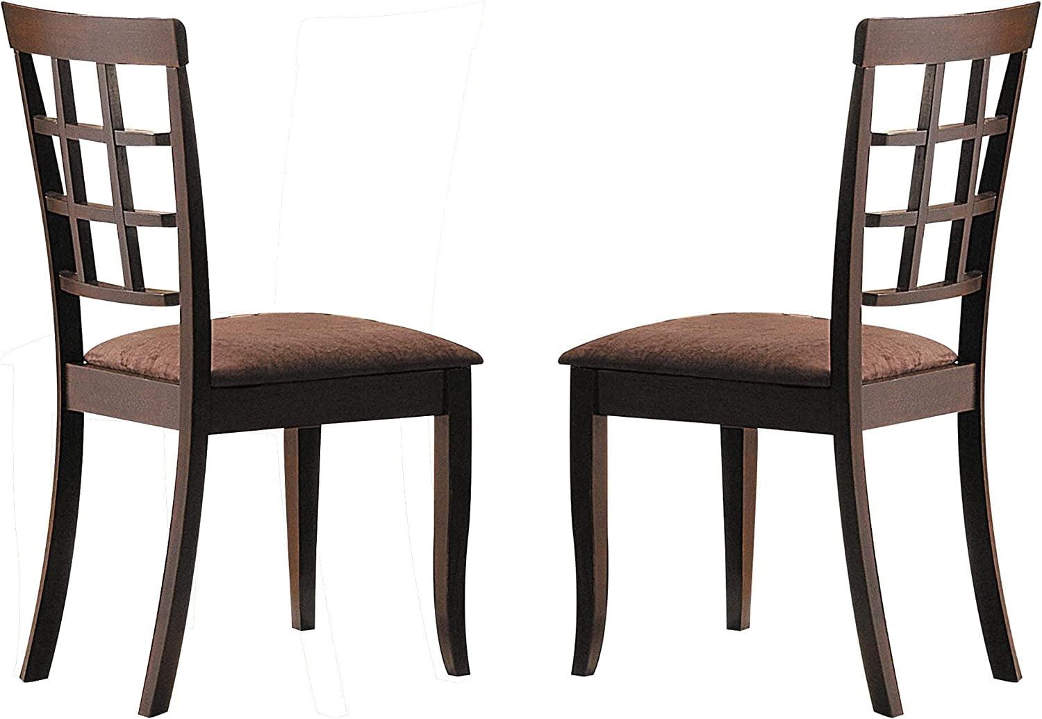 Cardiff Dark Brown Microfiber Upholstered Dining Chairs, Set of 2