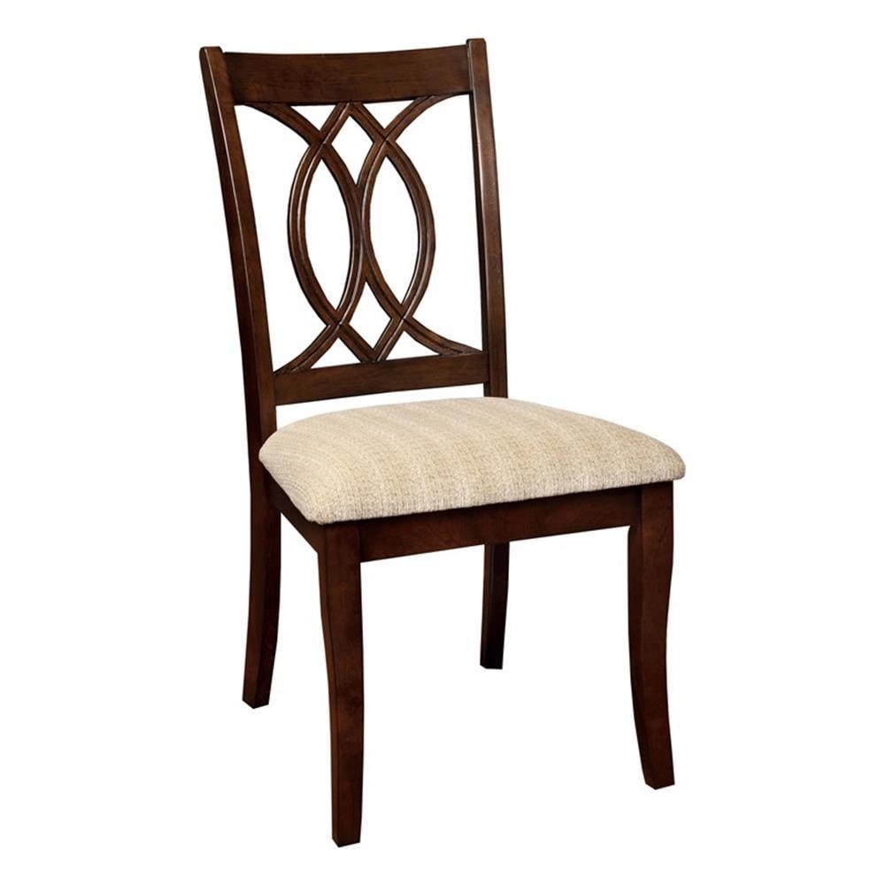 Amersty Brown Cherry Upholstered Side Chair with Wood Frame