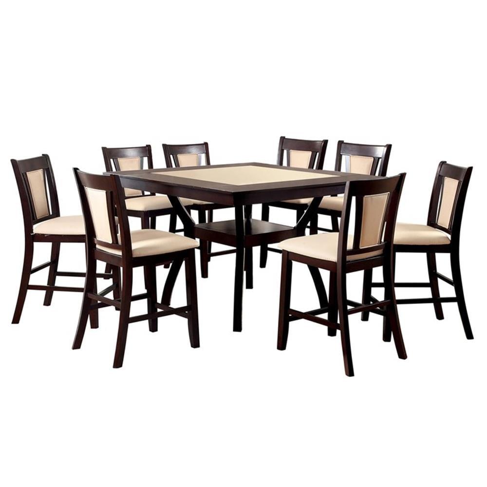 Dark Cherry and Ivory 9-Piece Counter Height Dining Set