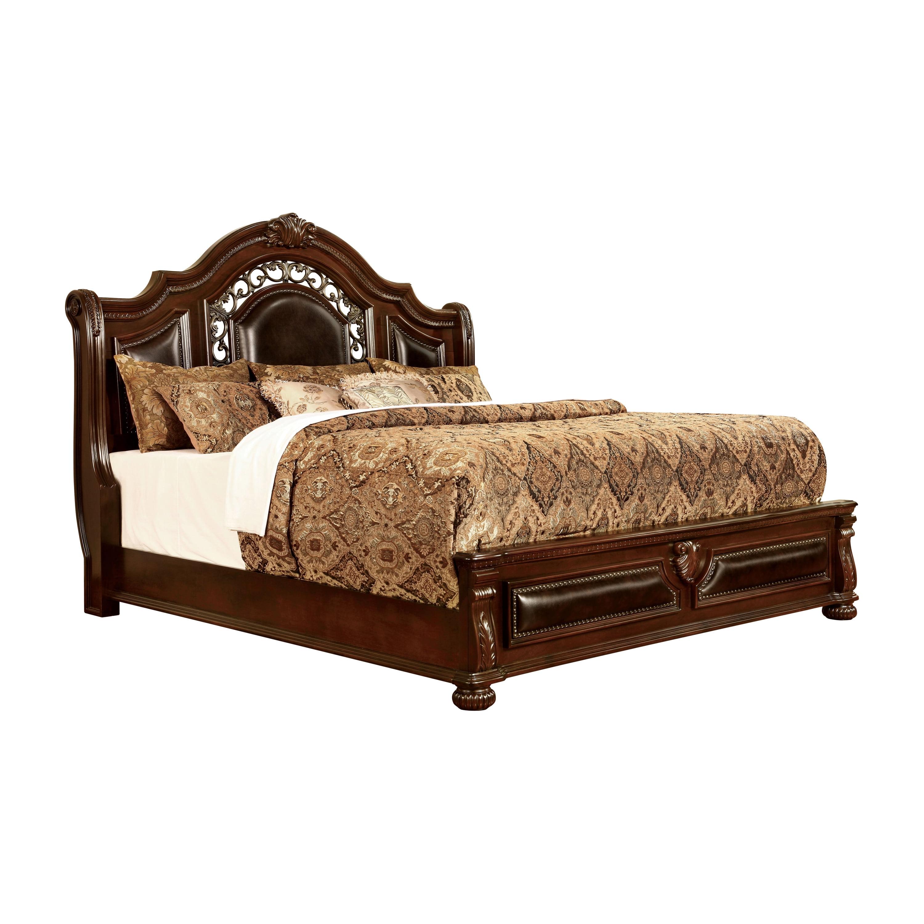 Furniture of America Balissta Adult Wood Panel Bed, Eastern King, Brown Cherry
