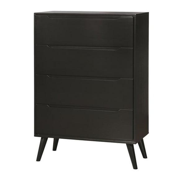 Furniture of America Belkor Mid-Century Modern Wood 4-Drawer Chest in Black