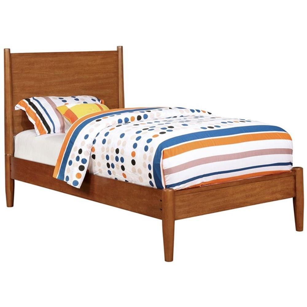 Furniture of America Belkor Solid Wood Twin Platform Bed in Oak