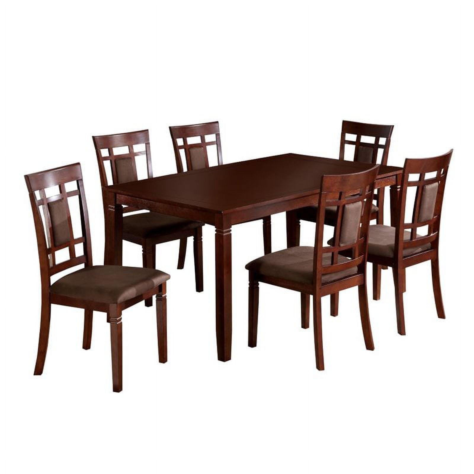 Transitional Dark Cherry 7-Piece Dining Set with Microfiber Seats