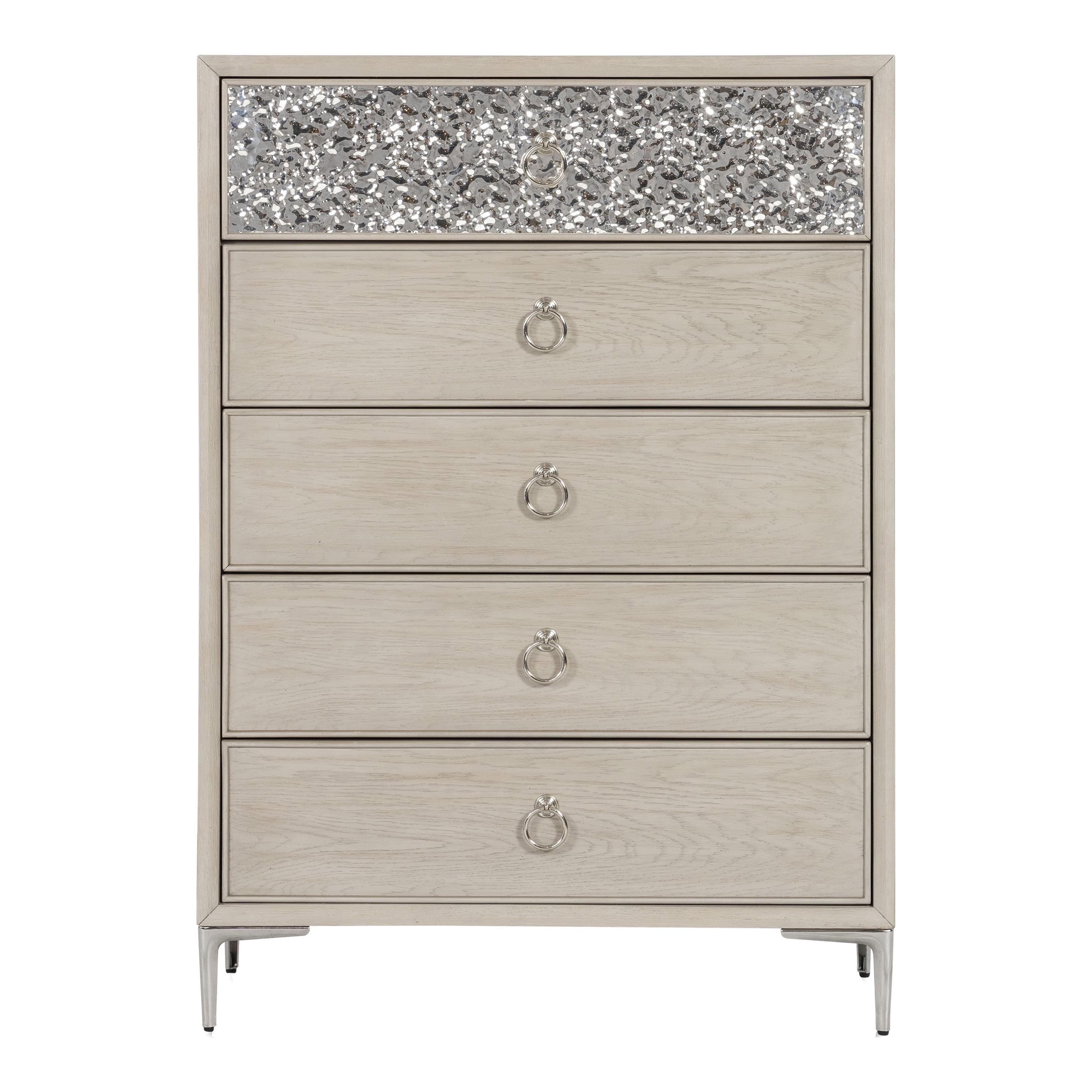 Furniture of America Brio 5-Drawer Solid Wood Adult Bedroom Chest Dresser, Natural Oak