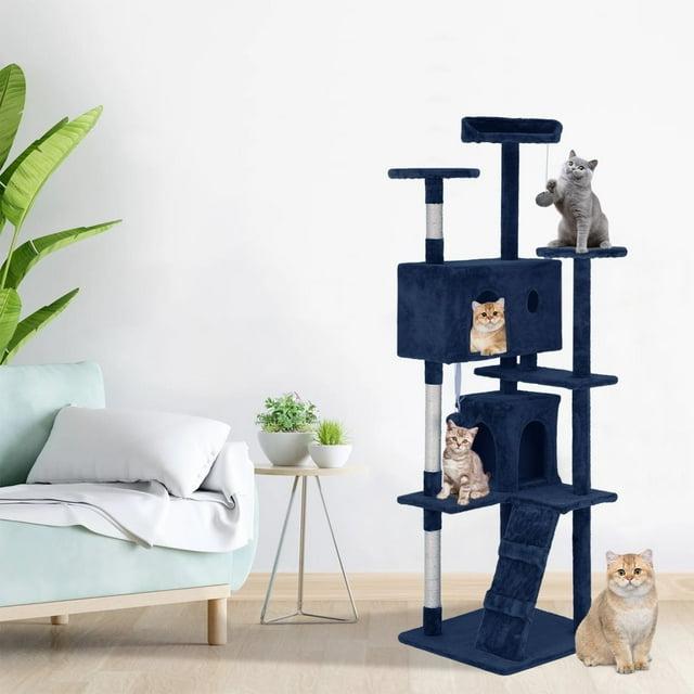Multi-Level Cat Tree Tower Furniture Activity Center With Scratching Posts, Toys And Condo For Indoor Kittens