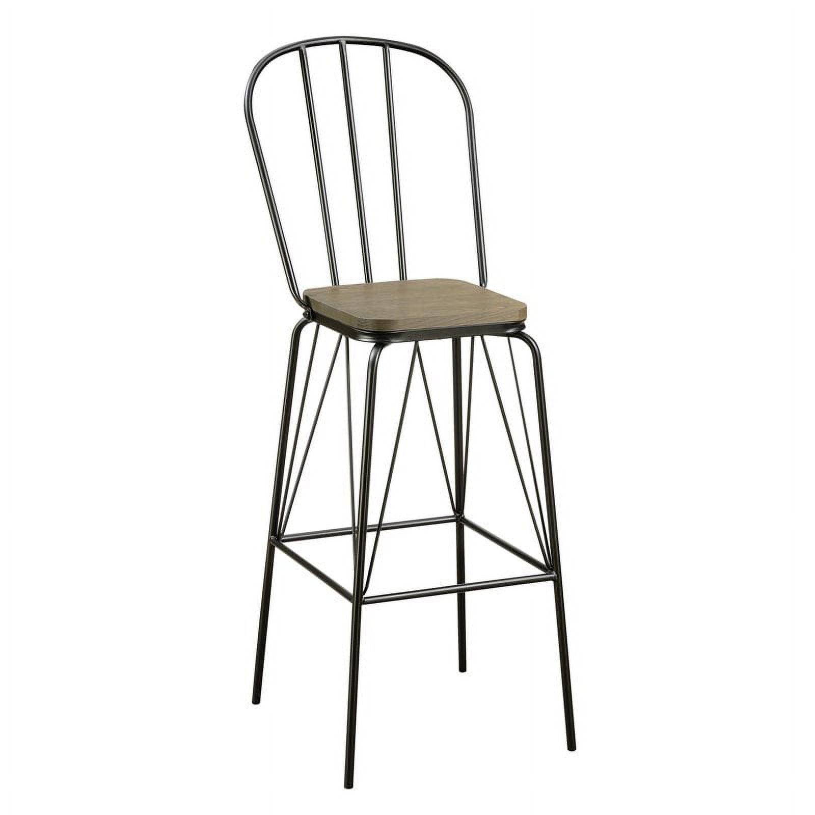 Cottage Charm Black Metal Windsor Bar Stool Set with Wood Veneer Seat