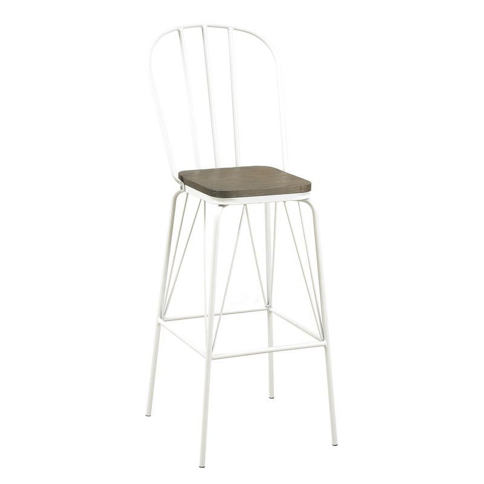 Cottage Charm White Windsor Metal Bar Stool with Wood Veneer Seat