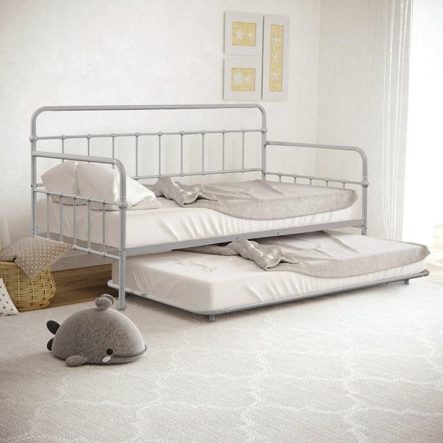 Furniture of America Choste Metal 2-Piece Twin Daybed with Trundle Set up to 200 lbs, Silver