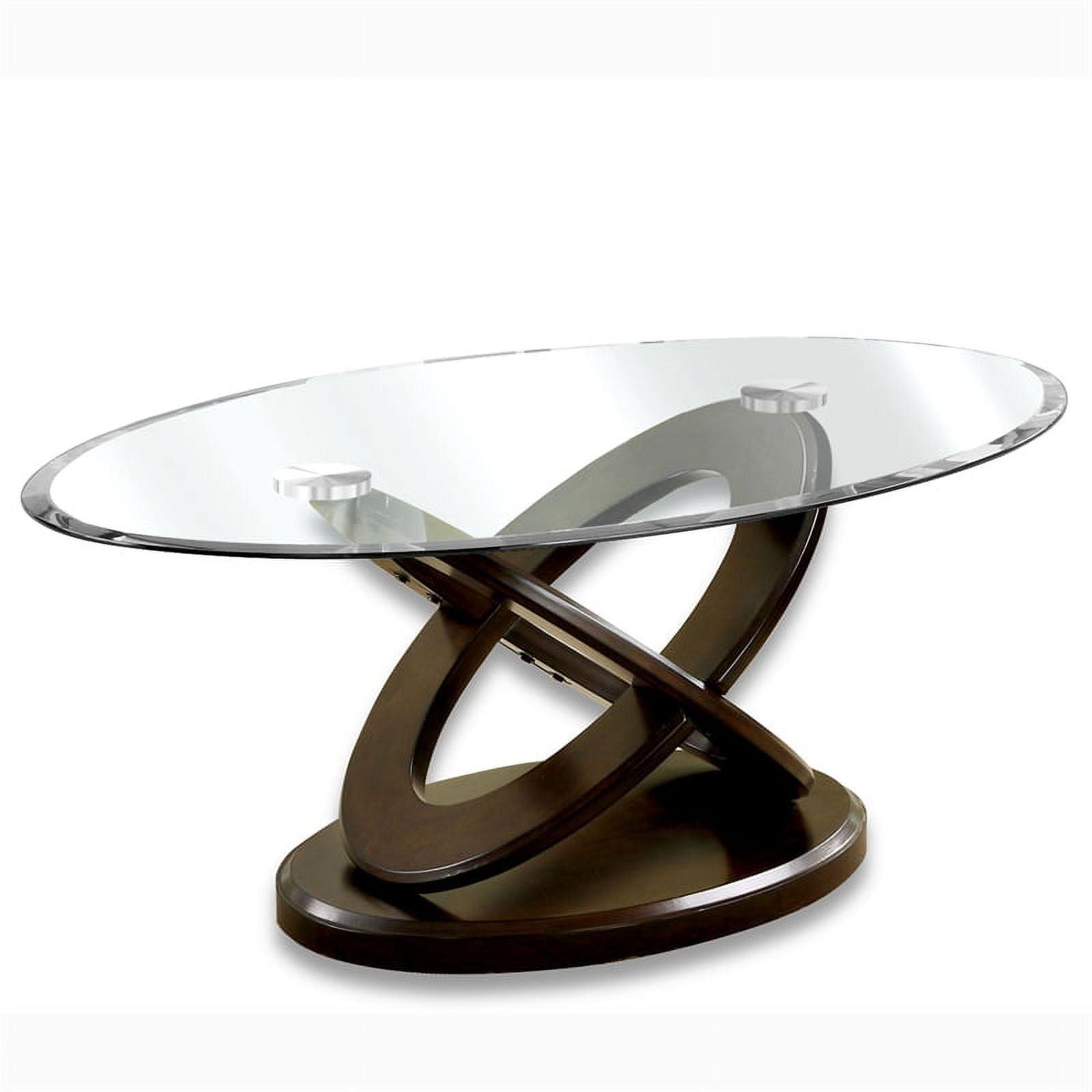 Furniture of America Darbunic Wood Glass Coffee Table in Dark Walnut