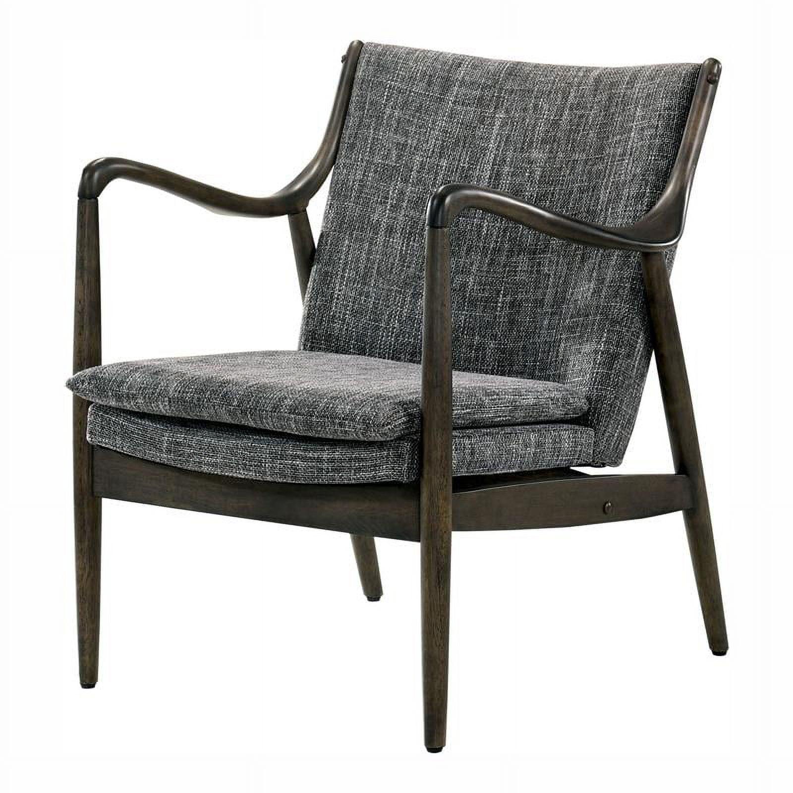 Mid-Century Modern Gray Linen Cushioned Accent Chair