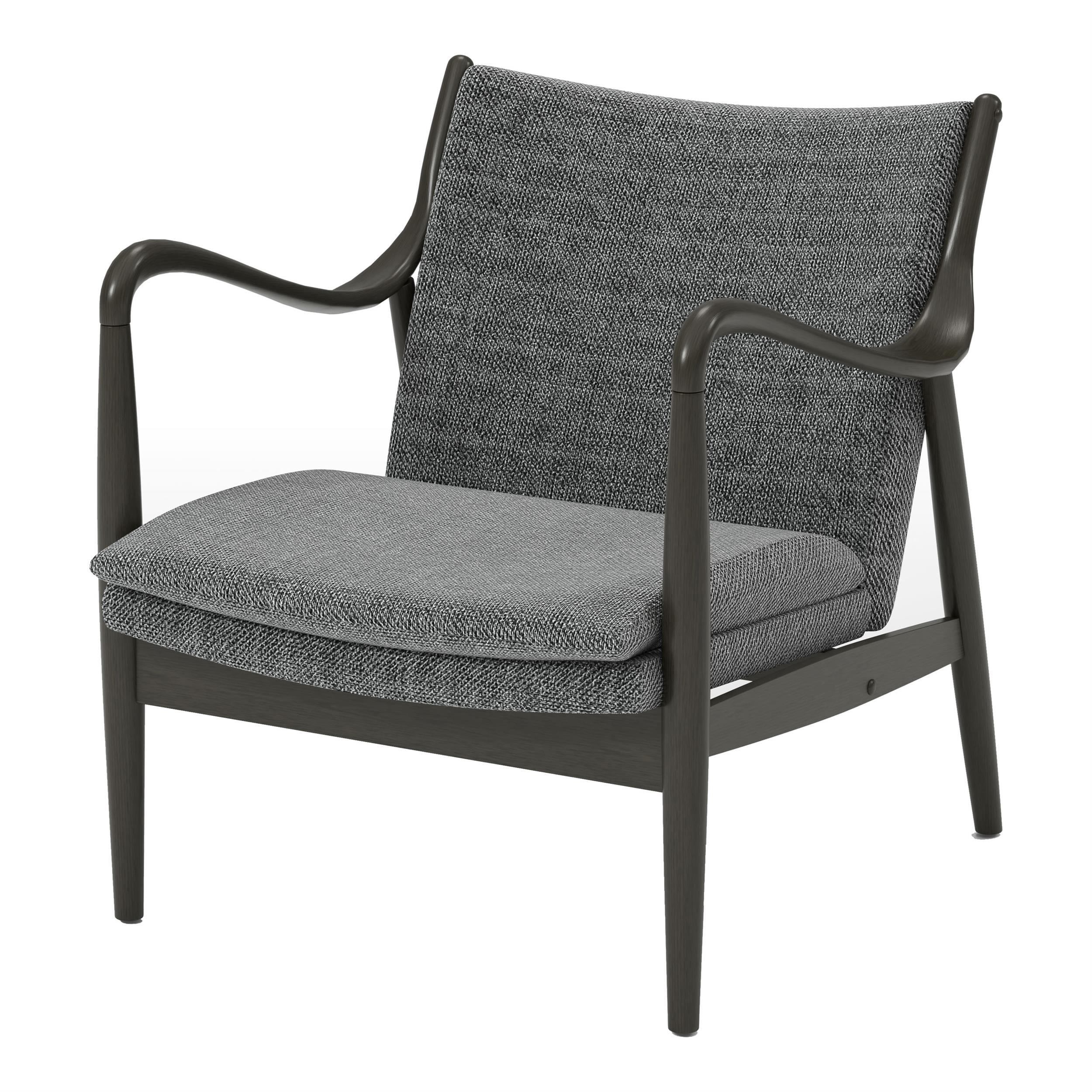 Mid-Century Modern Gray Linen Cushioned Accent Chair