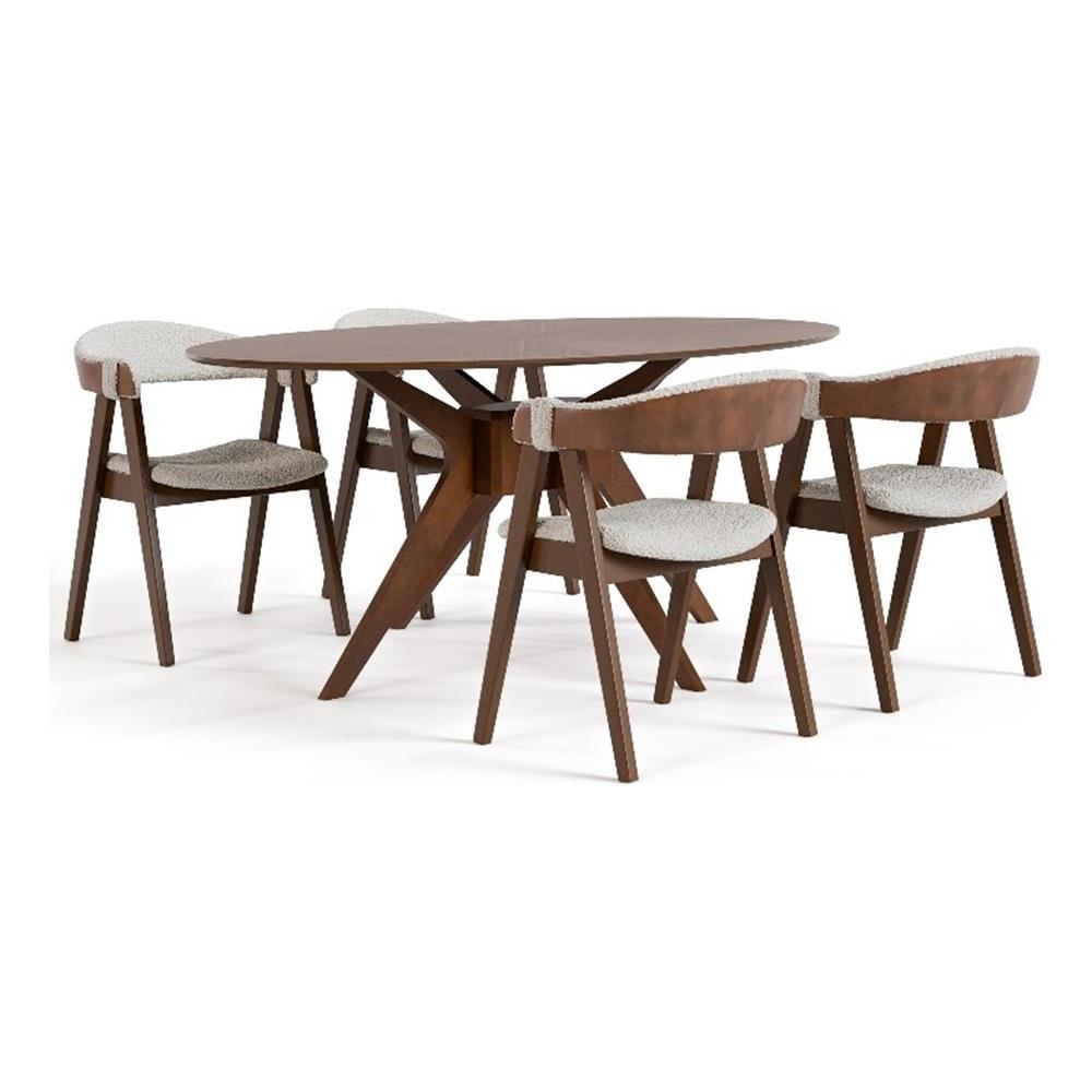 HOMES: Inside + Out 5pc Pearlcrest Mid-Century Modern Dining Table Walnut