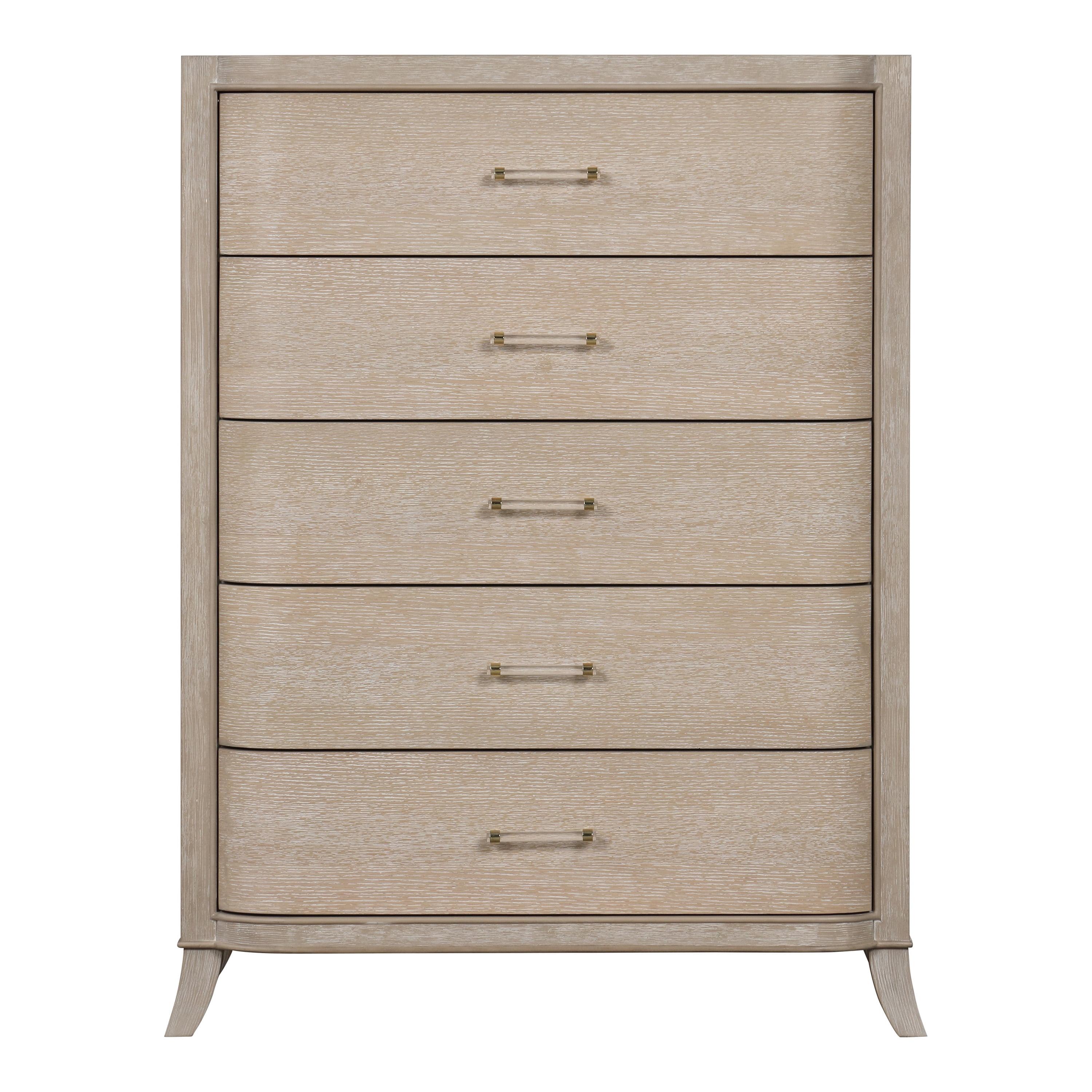 Natural Oak 5-Drawer Chest with Acrylic Handles