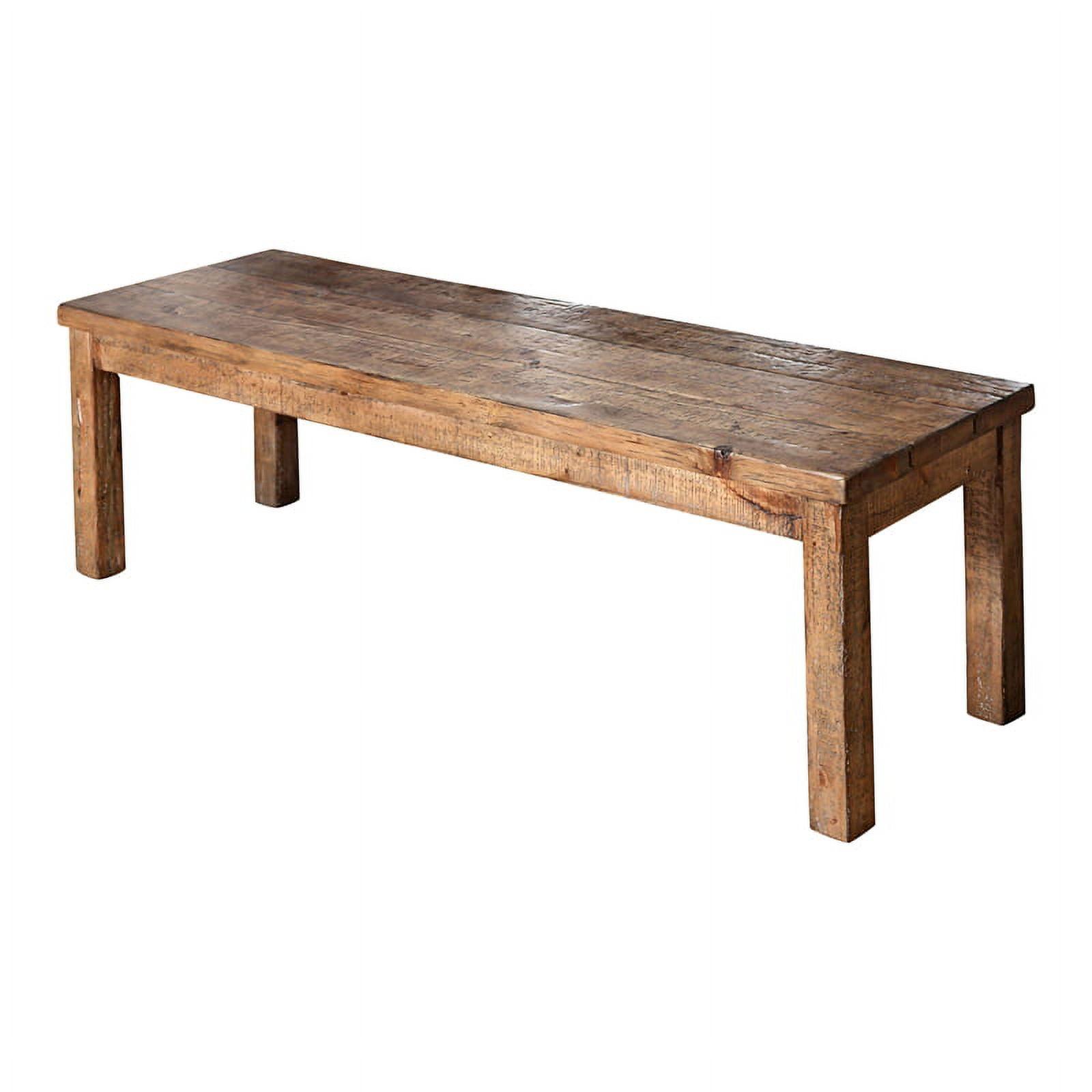 Rustic Pine Solid Wood 53" Dining Bench with Chunky Post Legs