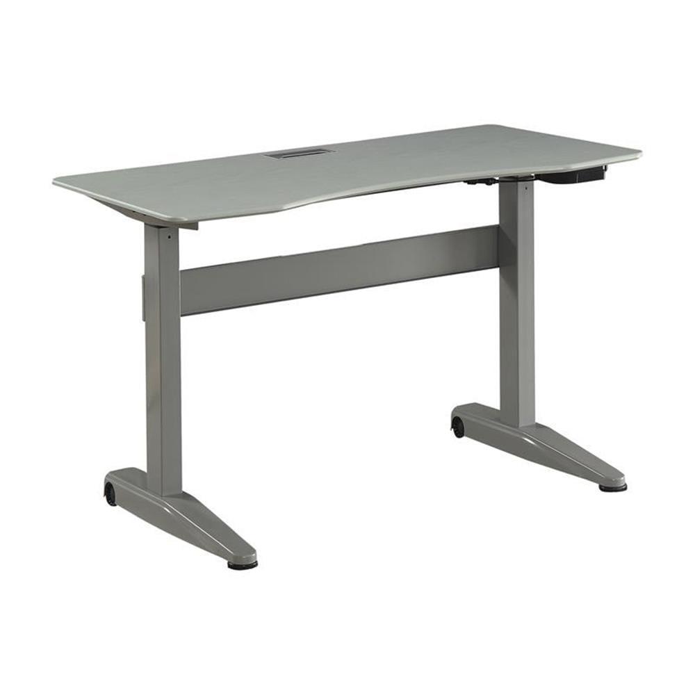 Gray Adjustable Height Metal and Wood Standing Desk