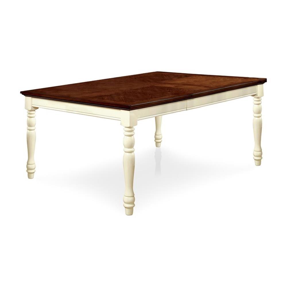 Gossling White and Cherry Wood Extendable Farmhouse Dining Table