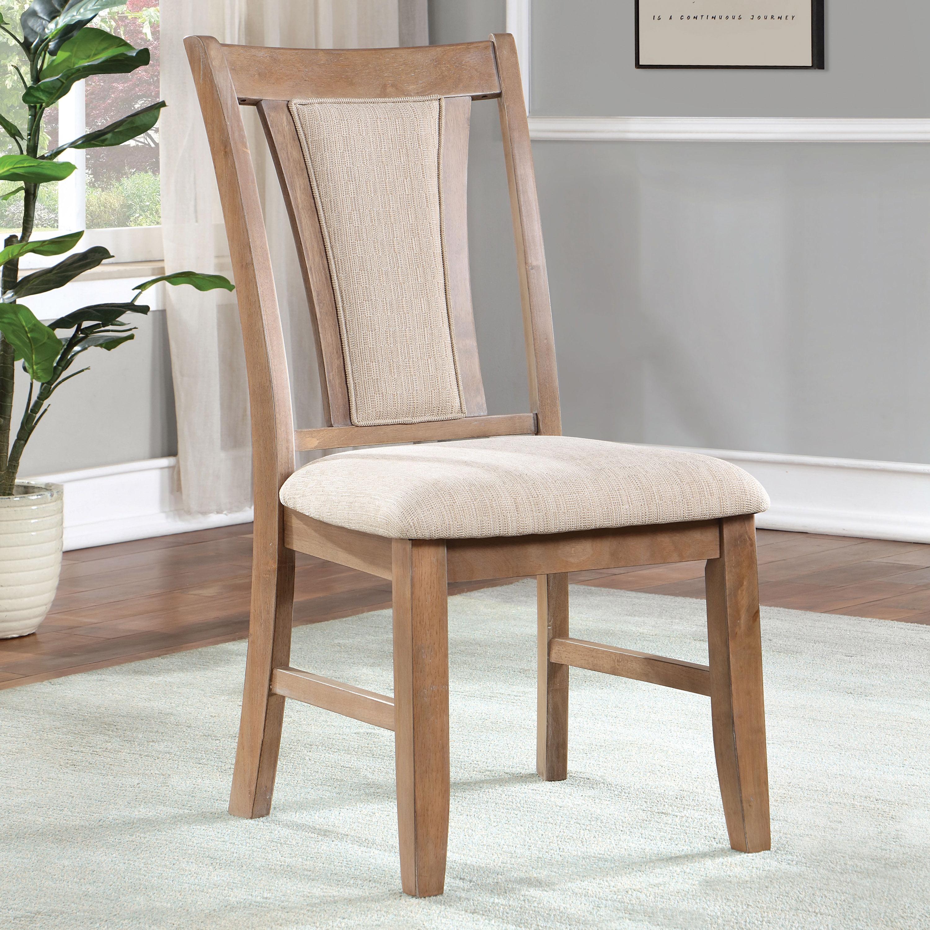 Furniture of America Hadar Fabric Queen Anne Natural Tone and Beige Side Chairs (Set of 2)