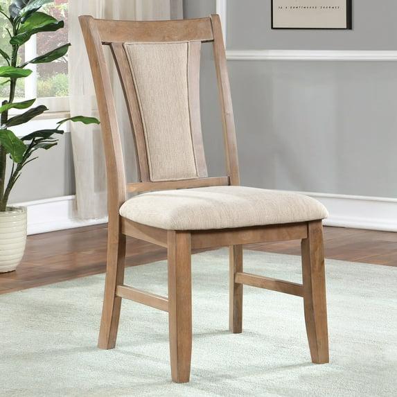 Furniture of America Hadar Fabric Queen Anne Natural Tone and Beige Side Chairs (Set of 2)