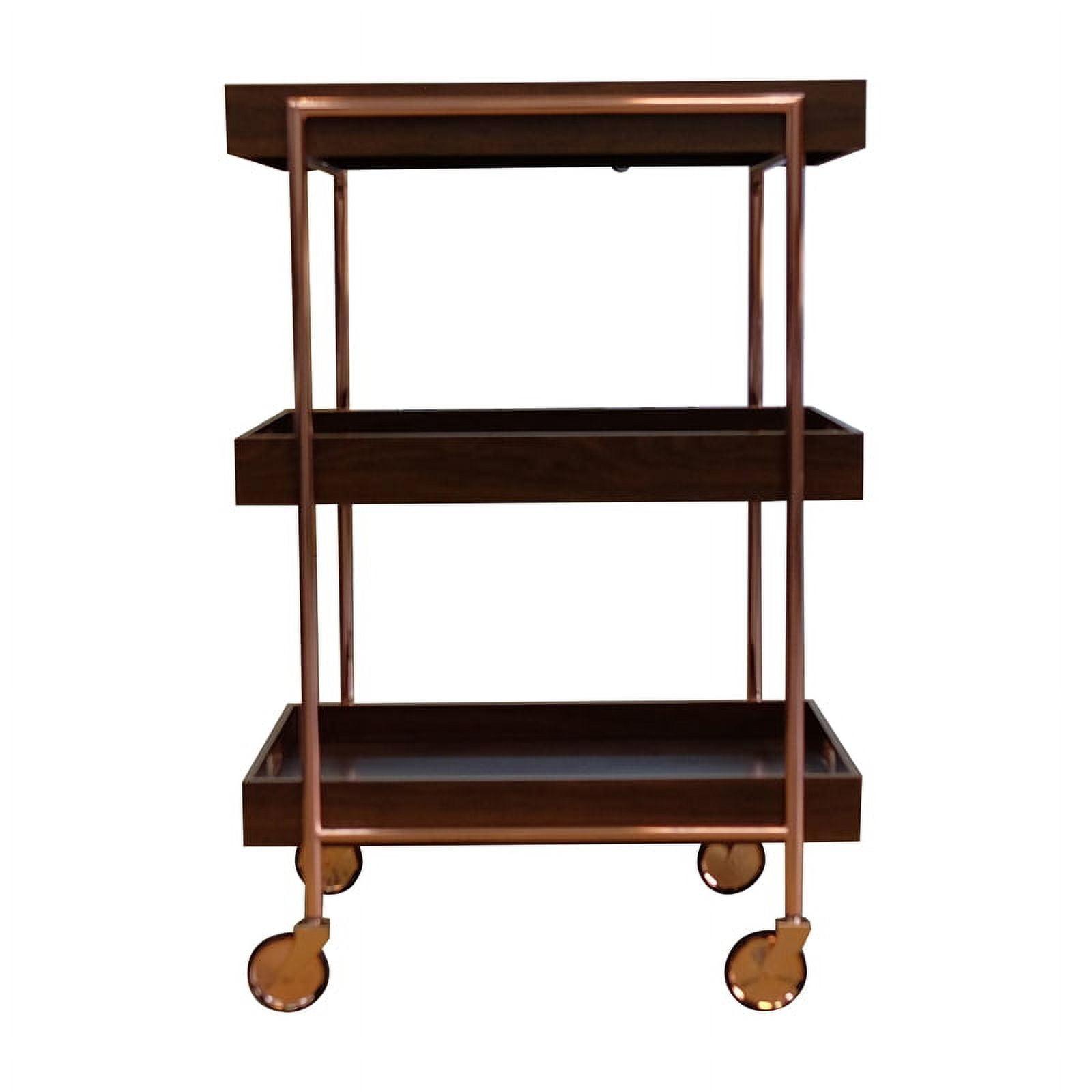 Furniture of America Kliman Industrial Wood 3-Tier Bar Cart in Walnut