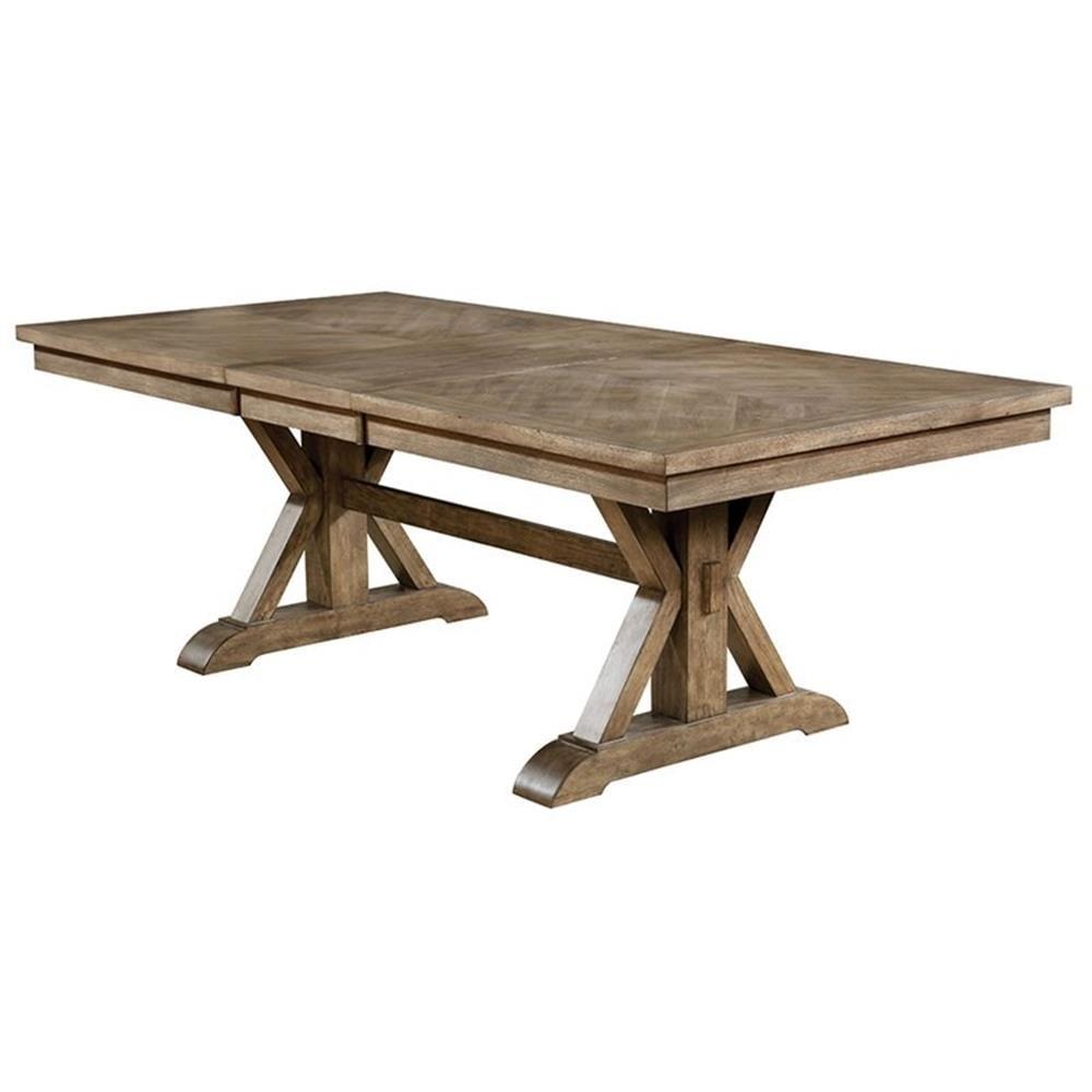 Light Oak Reclaimed Wood Extendable Farmhouse Dining Table