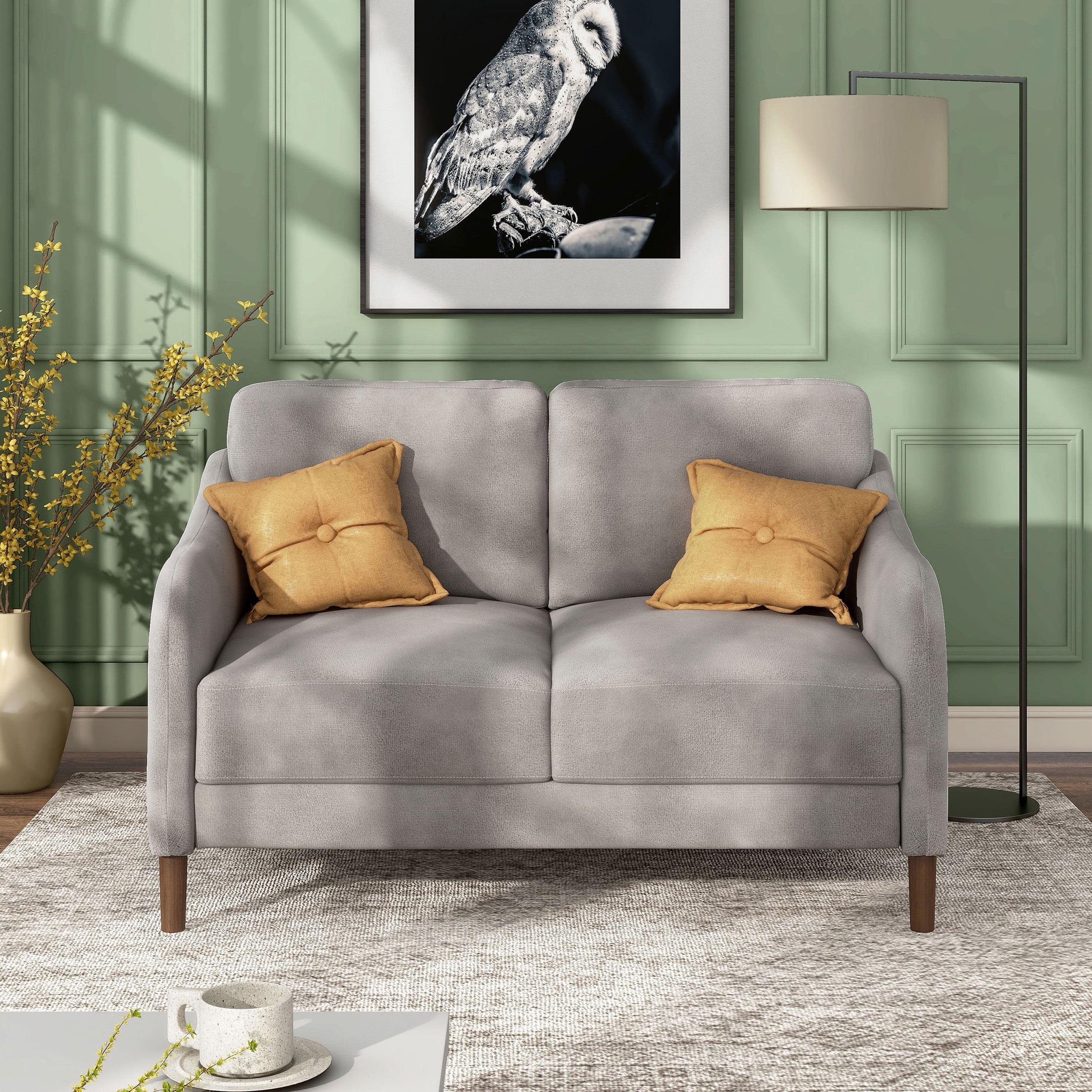 Furniture of America Litt Upholstered Fabric Gray Loveseat with Cushions