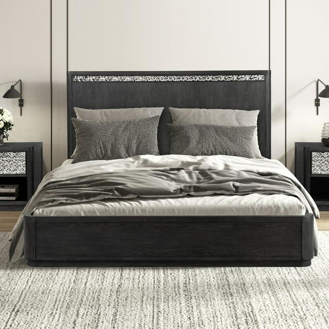 Furniture of America Cheri Solid Wood Adult Platform Bed, King, Ash Gray