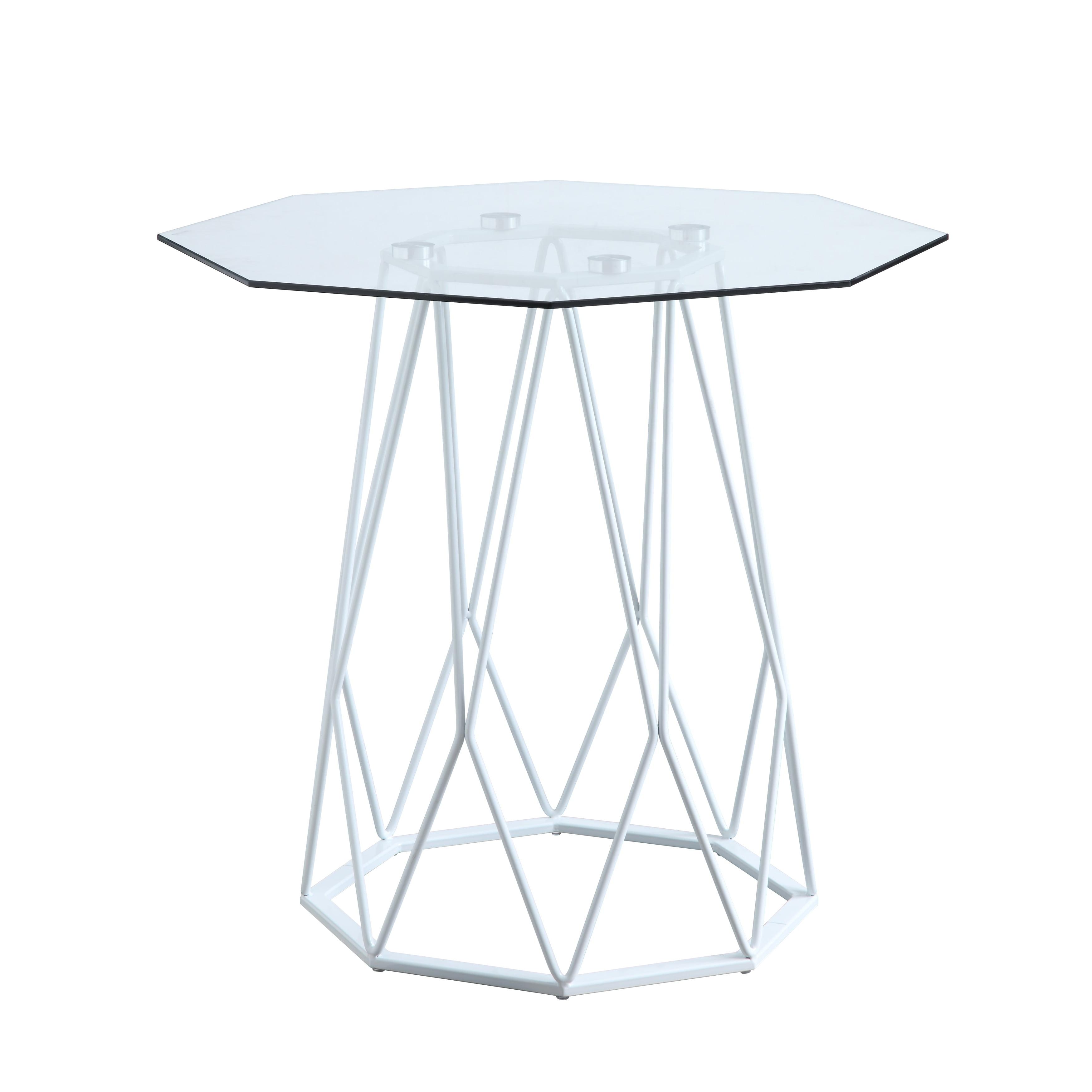 Furniture of America Parisa Contemporary 24-inch Glass Top Side Table by  White Painted