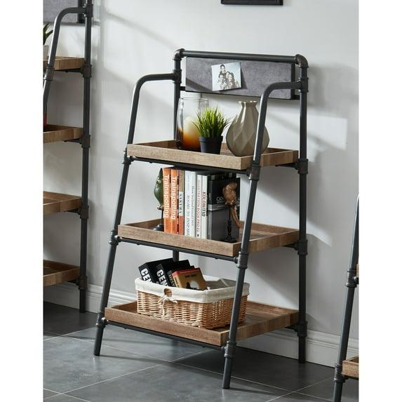 Furniture of America Pham Industrial Brown Metal Display Bookshelf by  3 Tiers 3