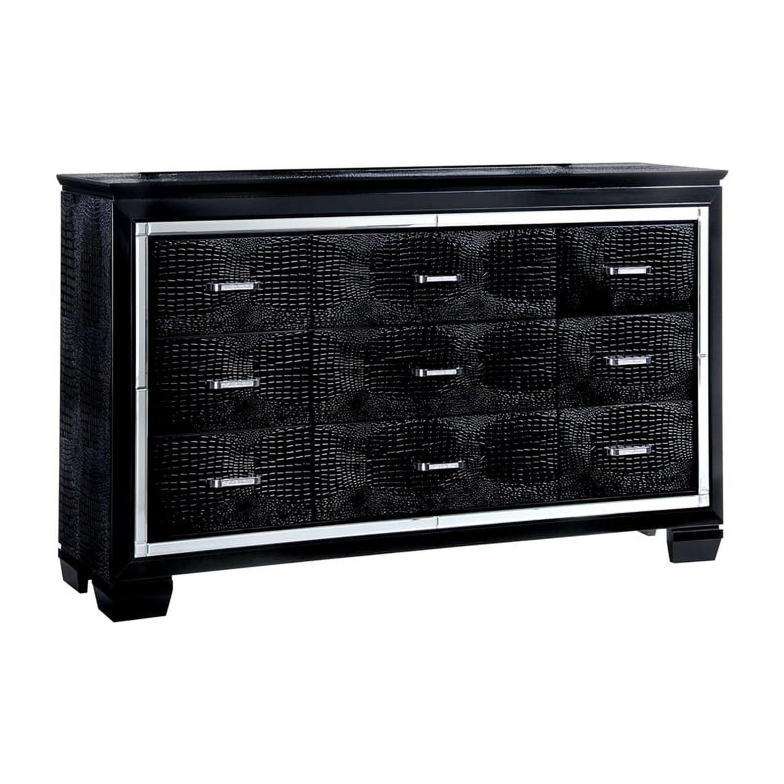 Black Solid Wood 9-Drawer Dresser with Mirror Trim