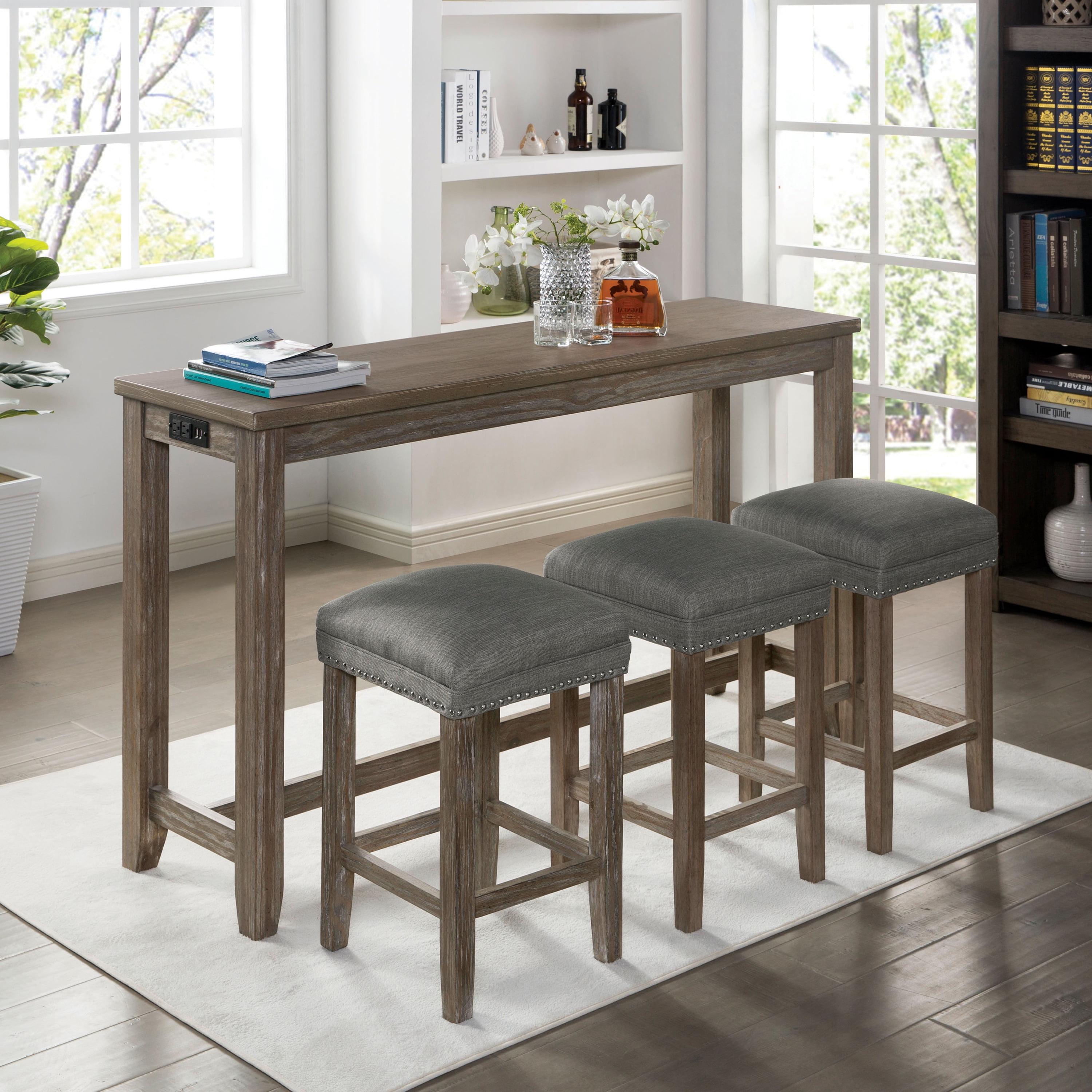 Furniture of America Rockland 4-Piece Counter Height Dining Set, Gray