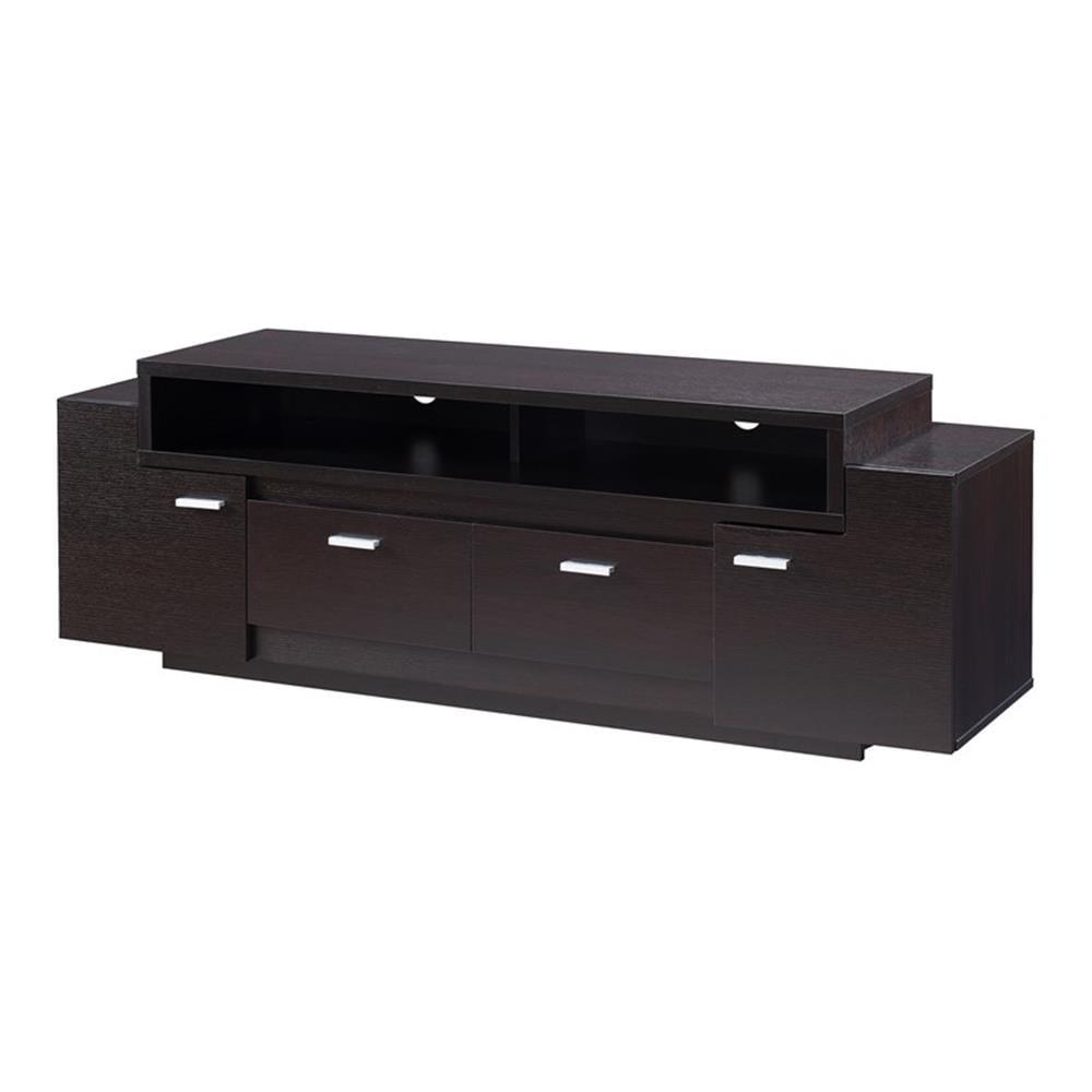 Cappuccino Wood 60-Inch TV Stand with Cabinets and Drawers