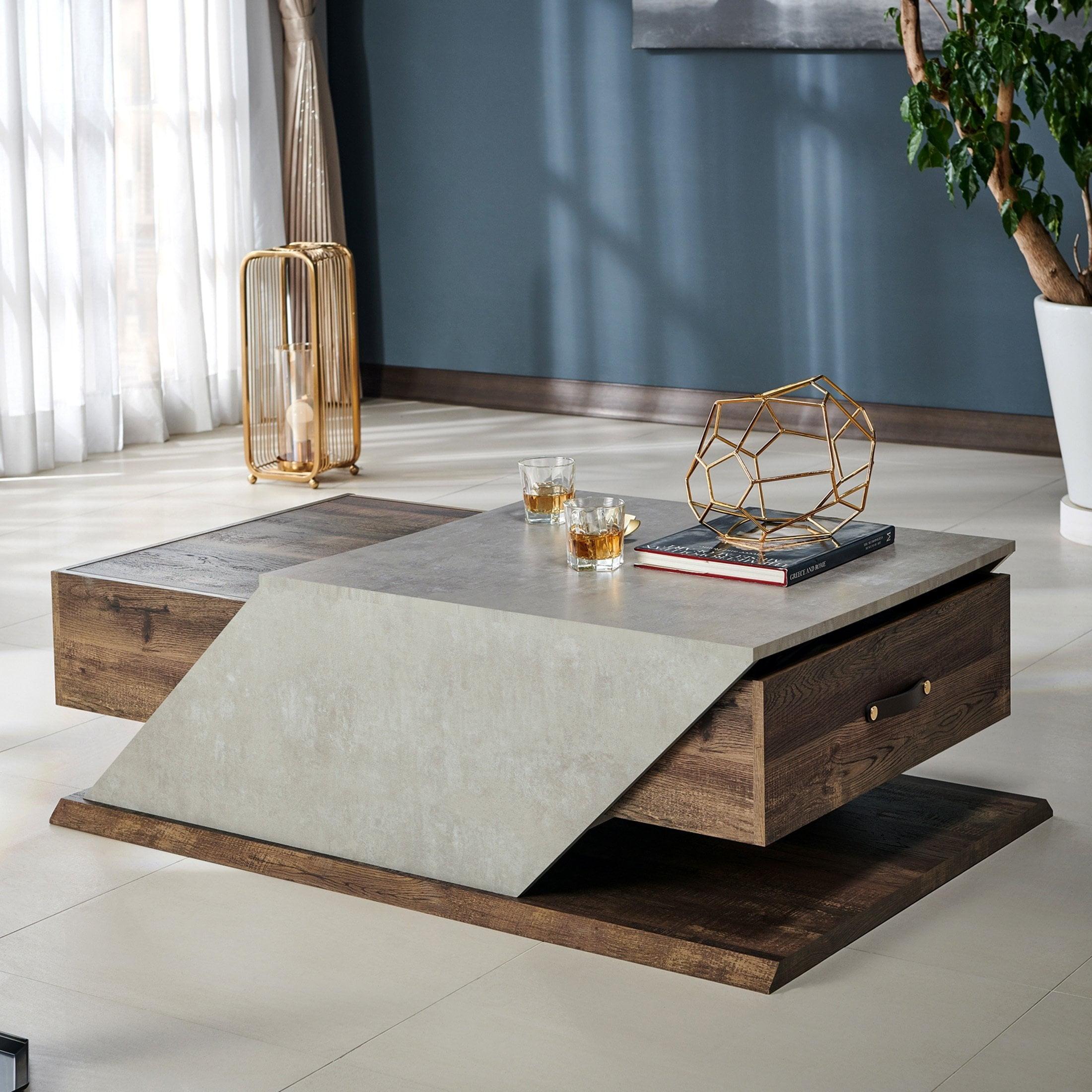 Industrial Reclaimed Oak Lift-Top Coffee Table with Storage