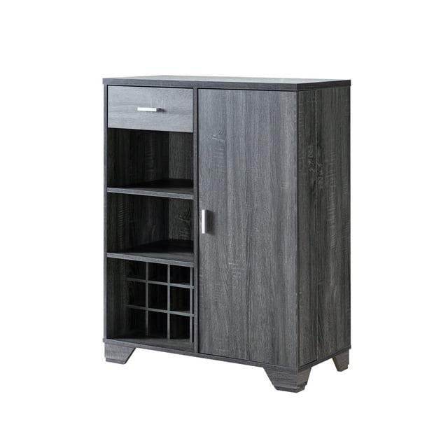 Furniture of America Valentino Contemporary Multi-Storage Bar Cabinet by  Distressed Grey Distressed,Wood Finish