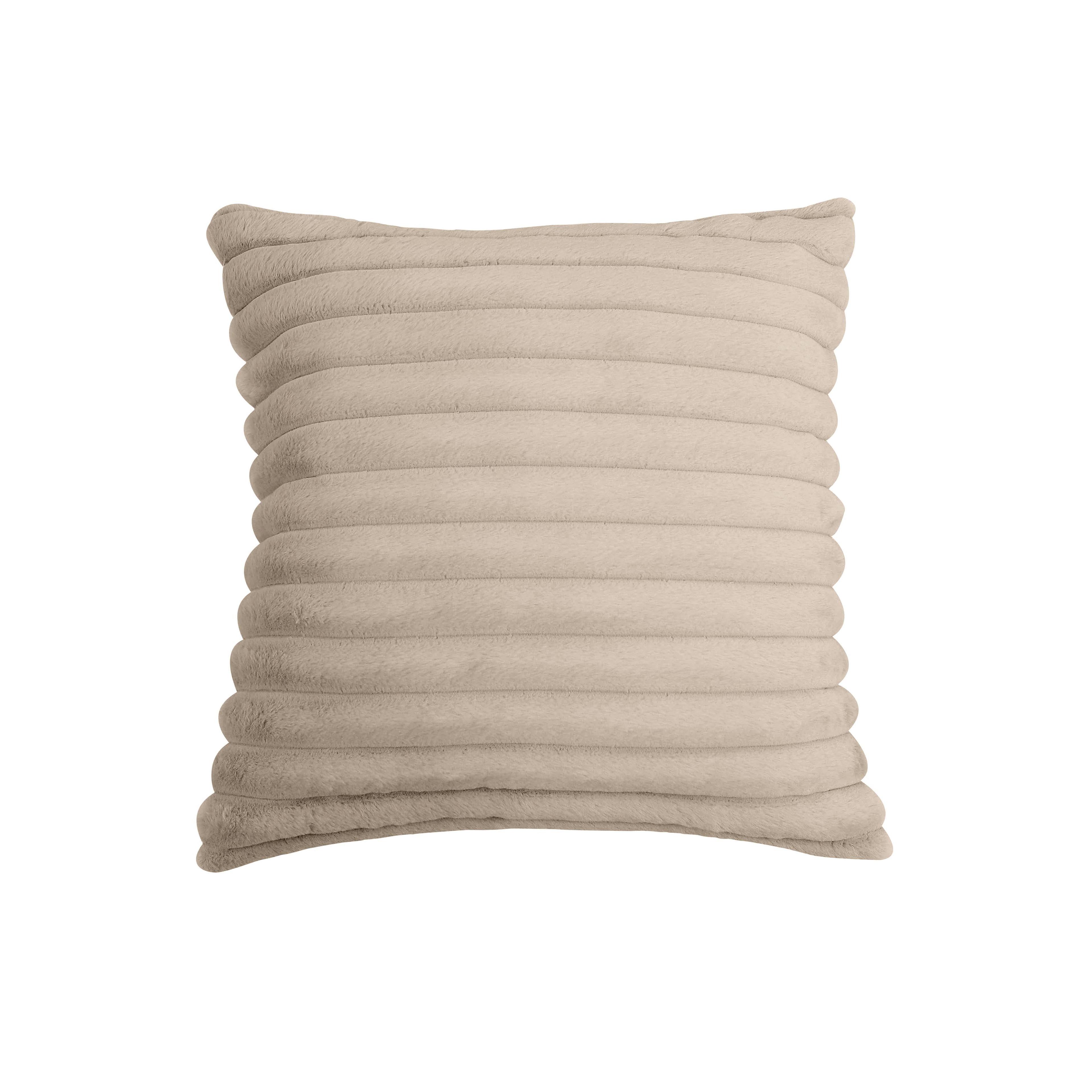 Taupe Vegan Fur Square Accent Pillow