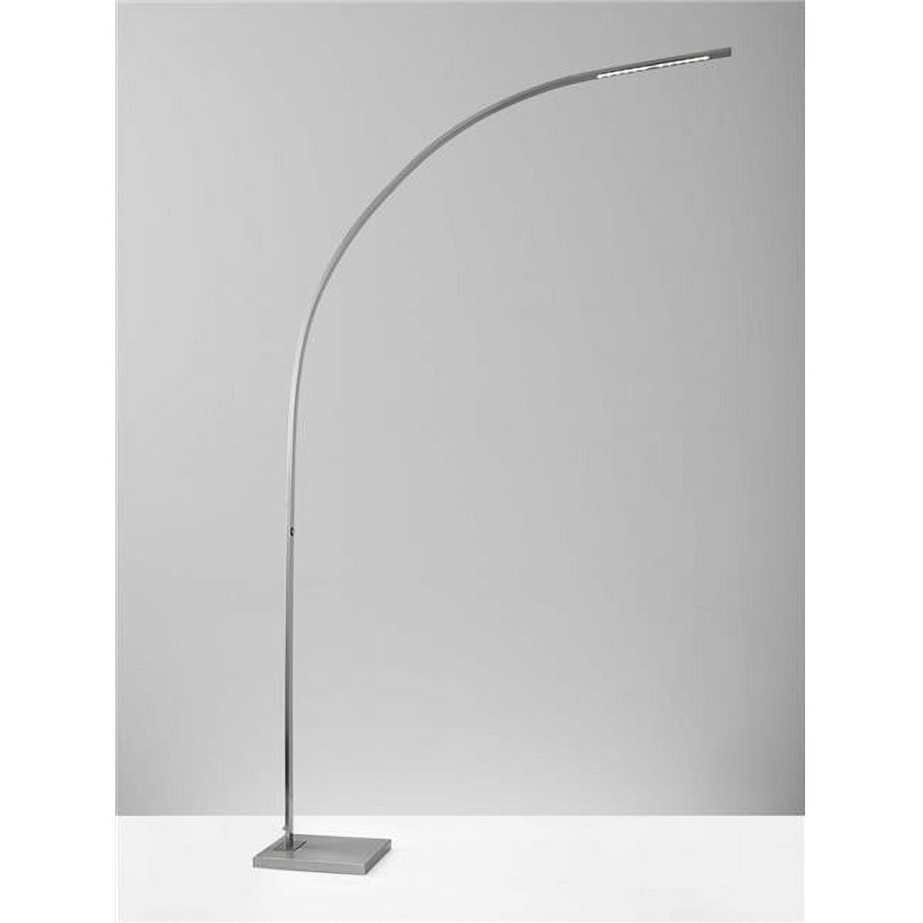 Elegant Silver Brushed Steel LED Arc Floor Lamp, 91"