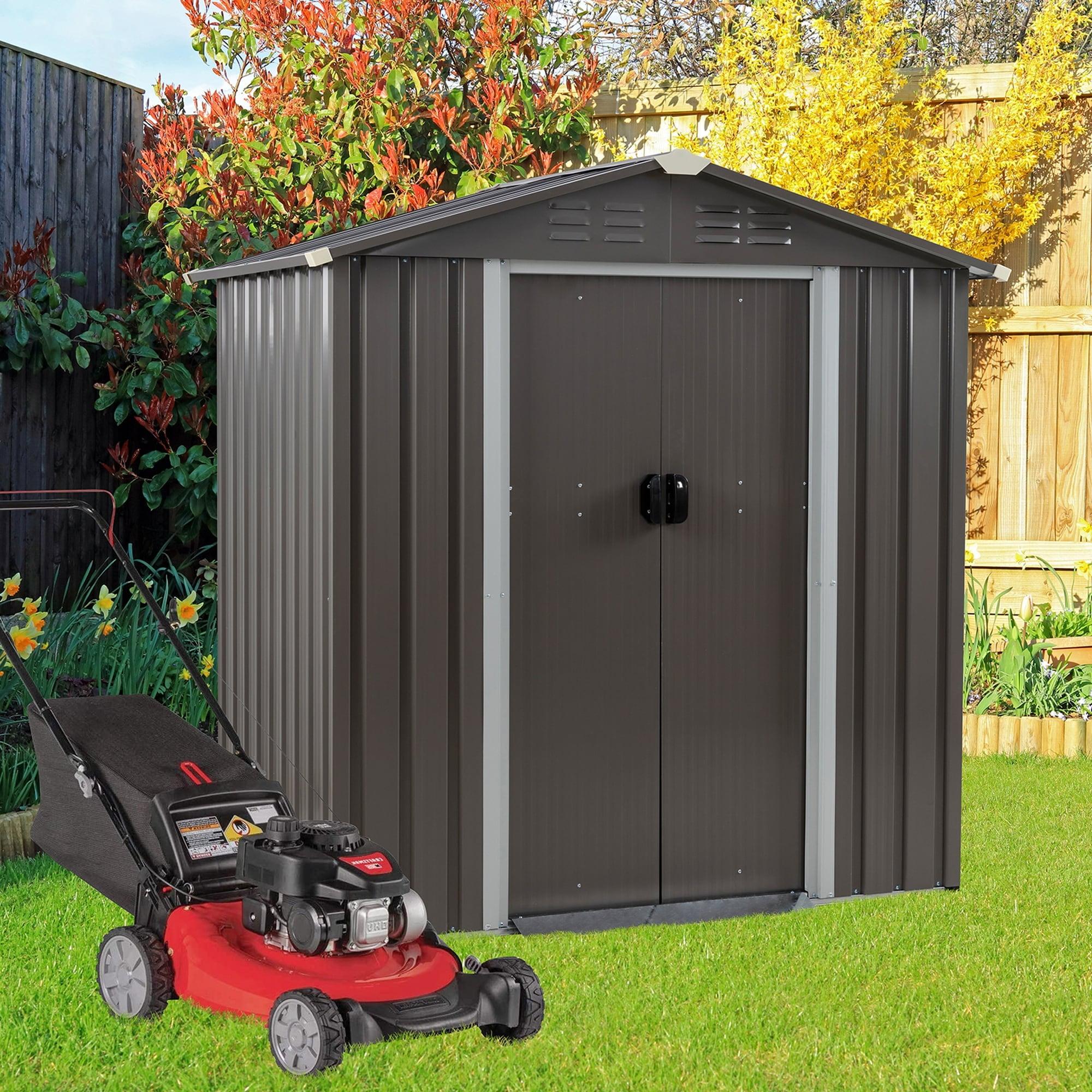 Futzca  6 x 4 x 6 FT Outdoor Metal Tool Shed Clearance with Lockable Door, Waterproof (Grey) - N/A 6x4x6 FT /Grey
