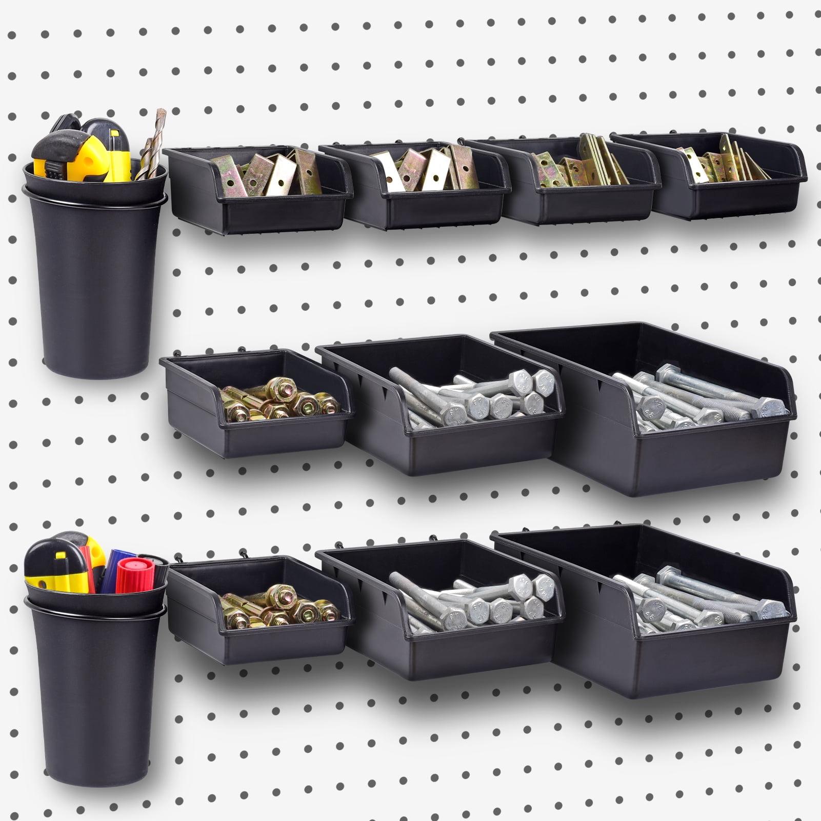G.Core 12-Pack Pegboard Bins & Cups with Hooks, Plastic Peg Board Accessories for Organizing Tools
