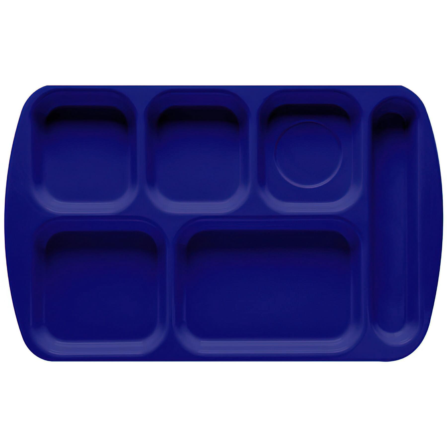 G.E.T. 6 Compartment School Cafeteria Tray, Right Handed, 10" x 15", Navy Blue (12 Pack)