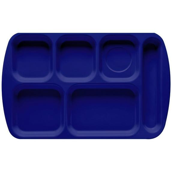 G.E.T. 6 Compartment School Cafeteria Tray, Right Handed, 10" x 15", Navy Blue (12 Pack)