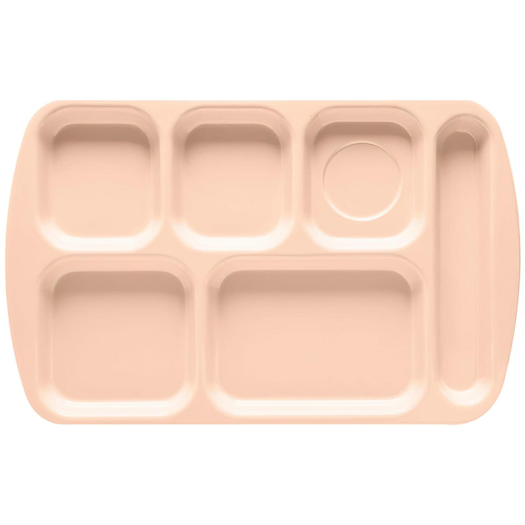 Tan 10" x 15" 6 Compartment ABS Plastic Cafeteria Tray