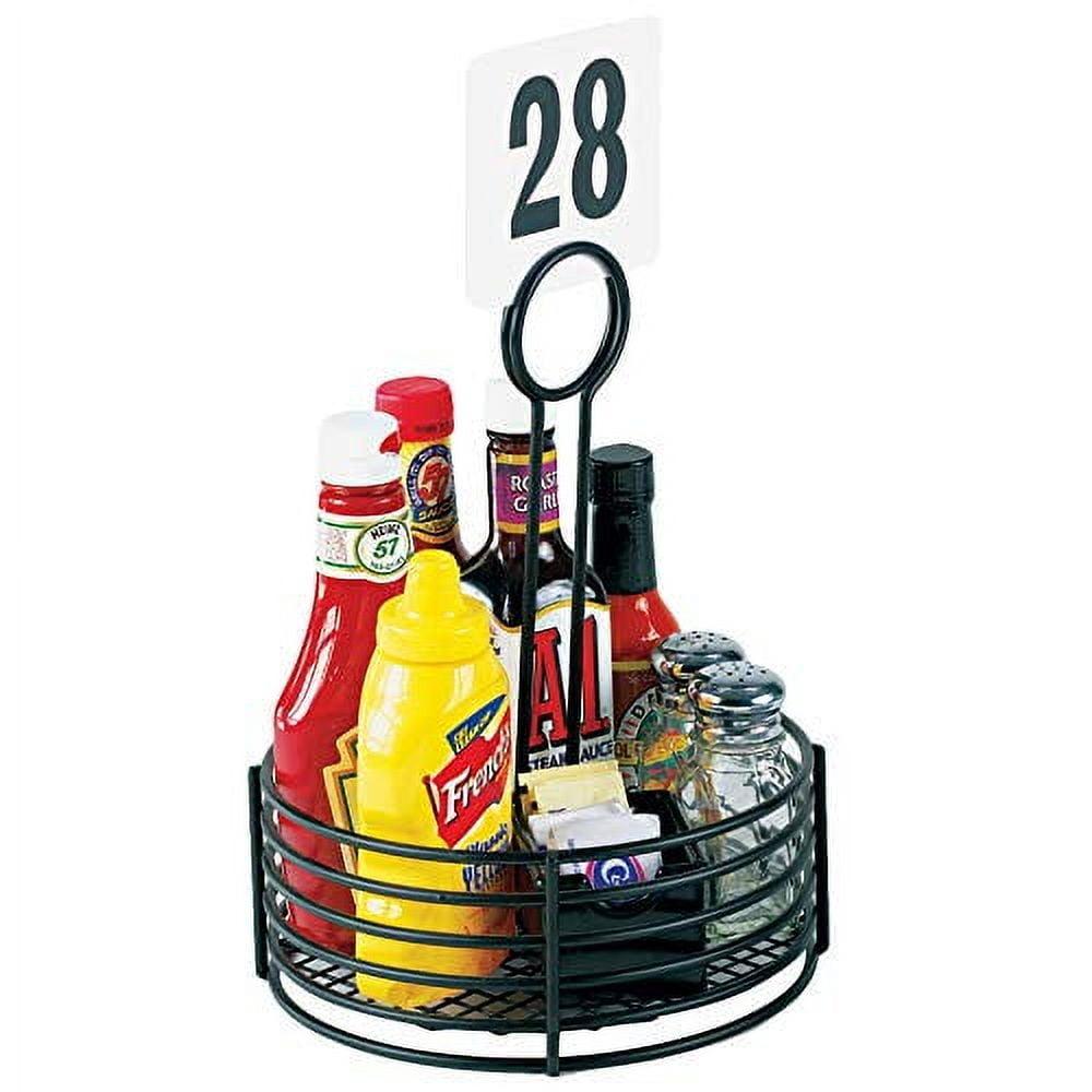 Black Iron Round Condiment Caddy with Card Holder