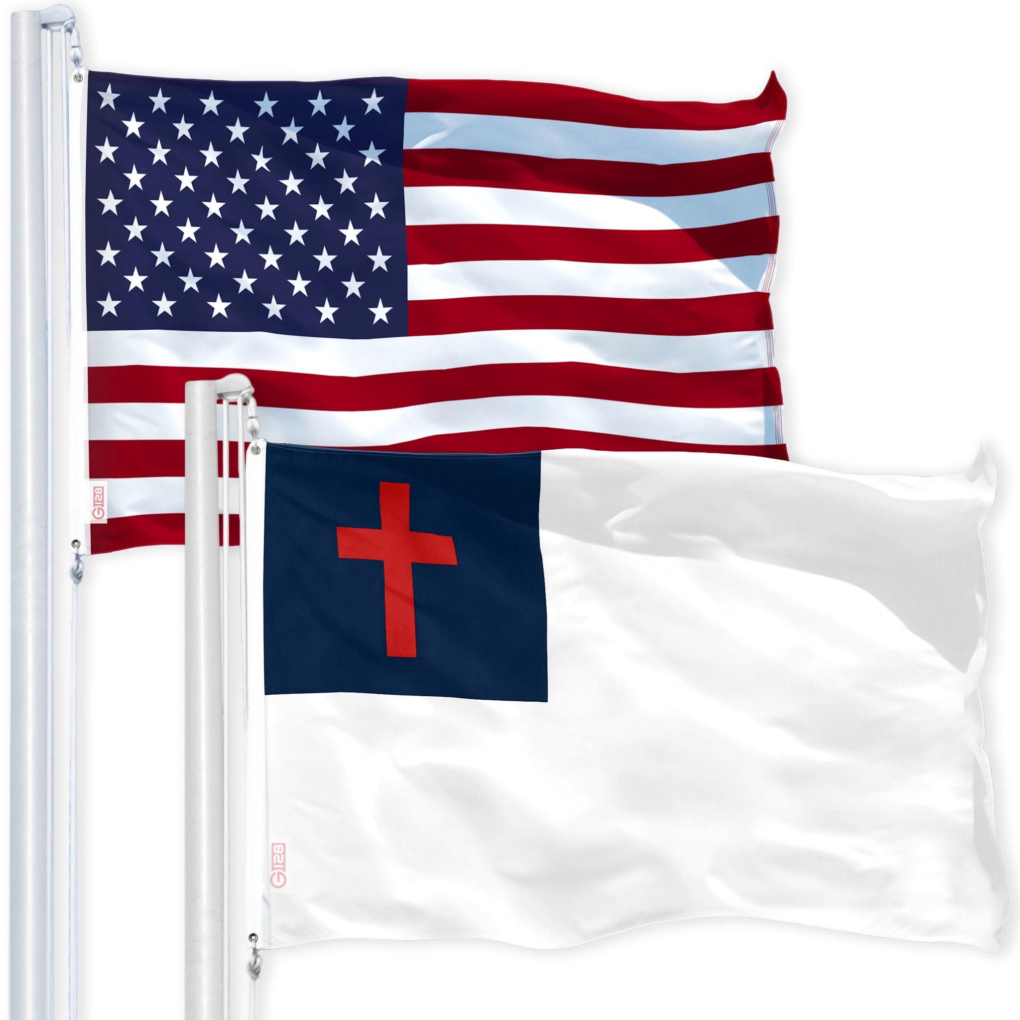 4x6 Ft Patriotic American and Christian Polyester Flags with Brass Grommets