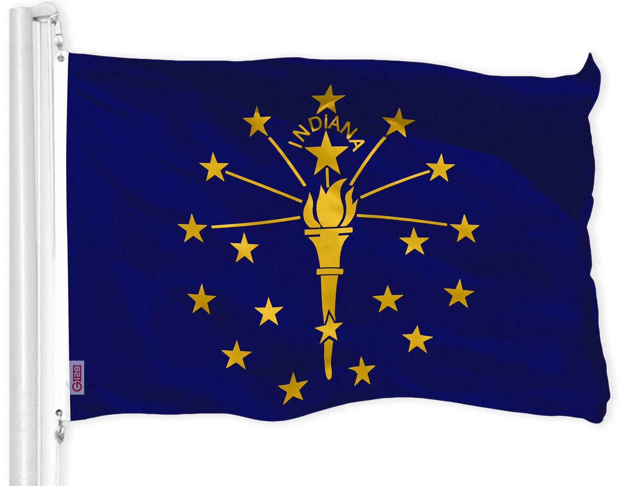 G128 Indiana State Flag 150D Quality Polyester 3x5 ft Printed Brass Grommets Flag Indoor/Outdoor - Much Thicker and More Durable than 100D and 75D Polyester