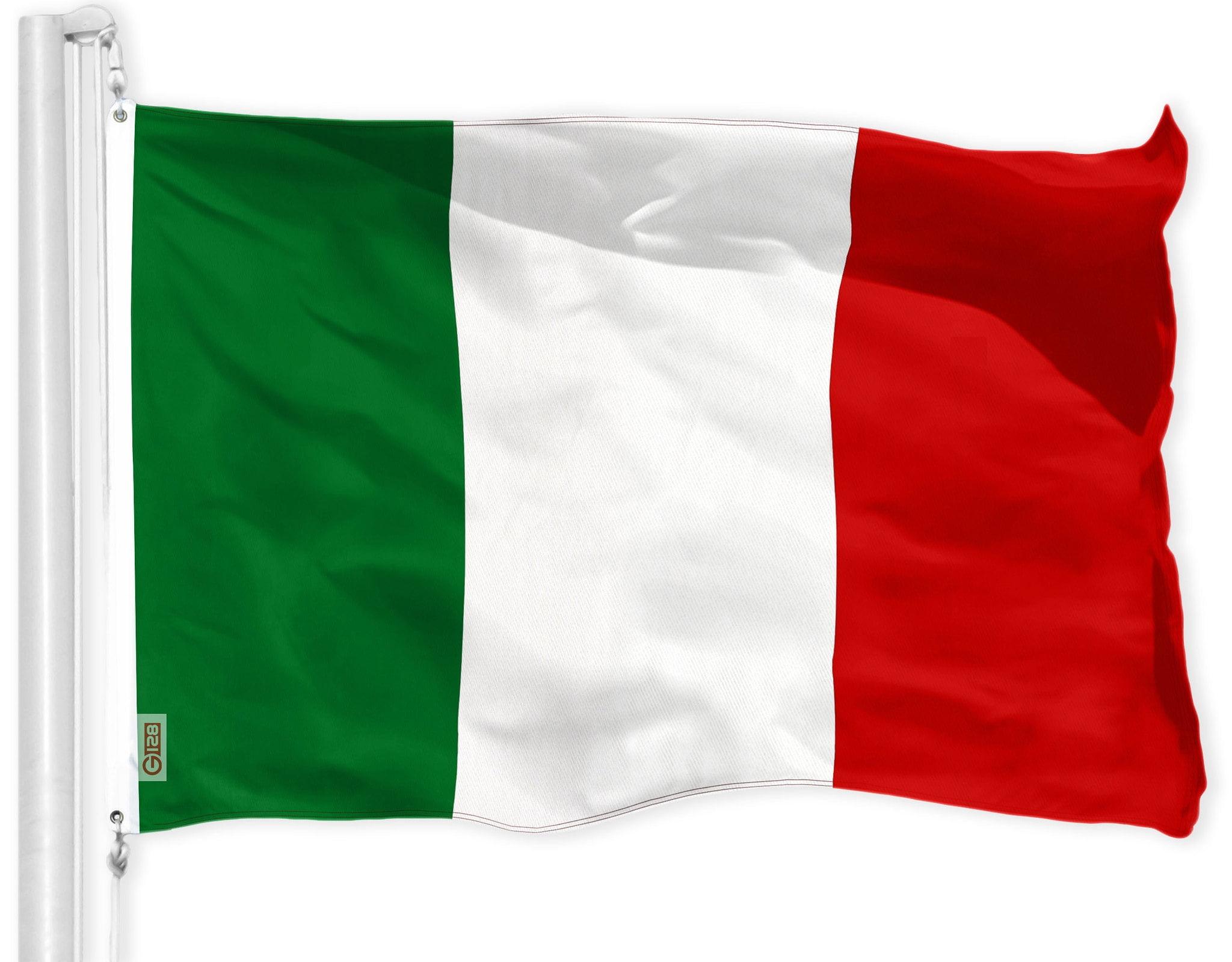 G128 - Bandera Italiana de 3x5 Pies Impresa con Ojales de Latón en Material de Poliéster 150D