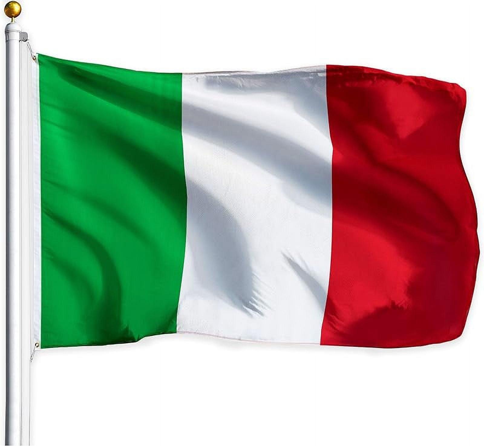 G128 - Bandera Italiana de 3x5 Pies Impresa con Ojales de Latón en Material de Poliéster 150D