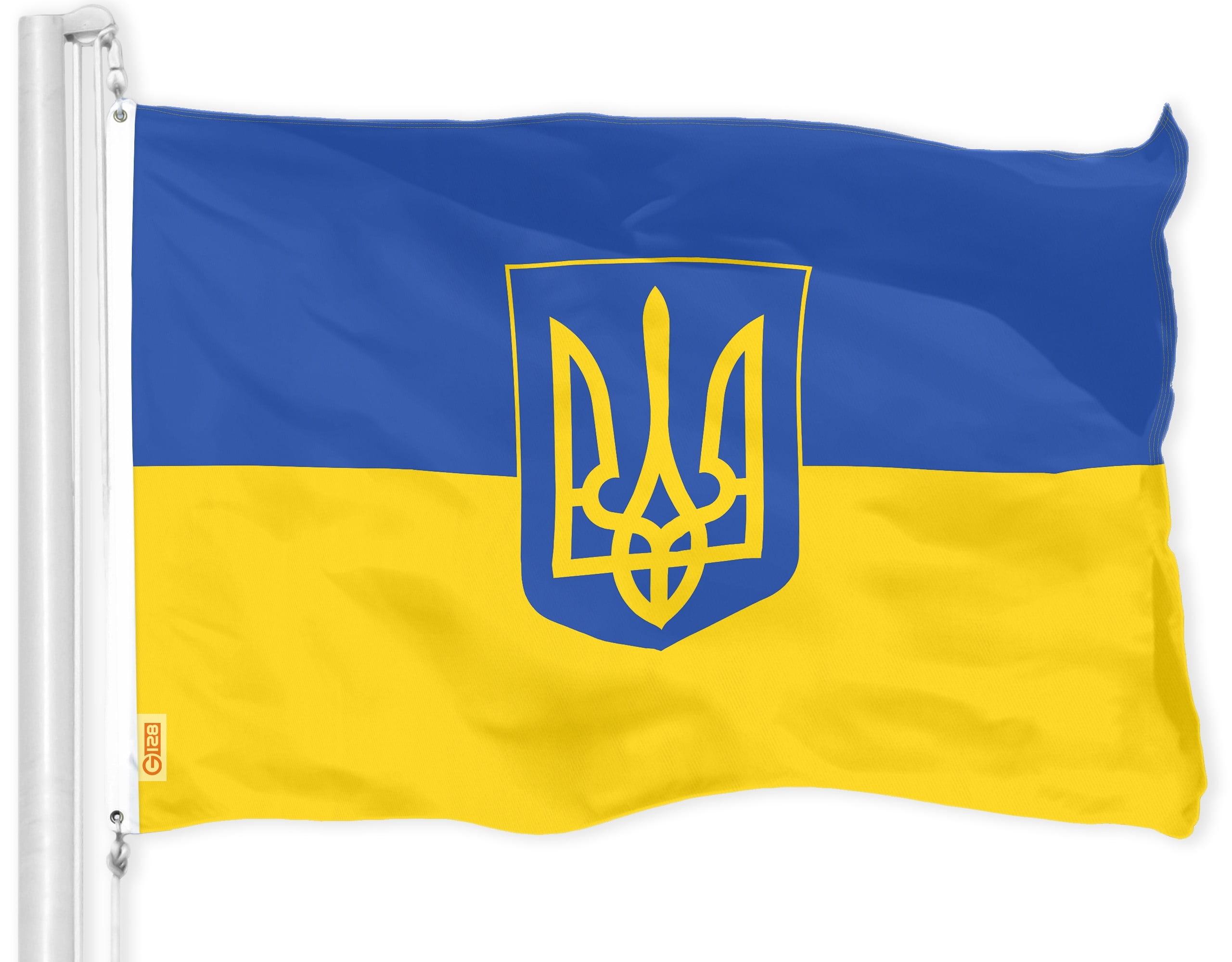 Ukraine Coat of Arms Blue and Yellow Polyester Flag 3x5 FT