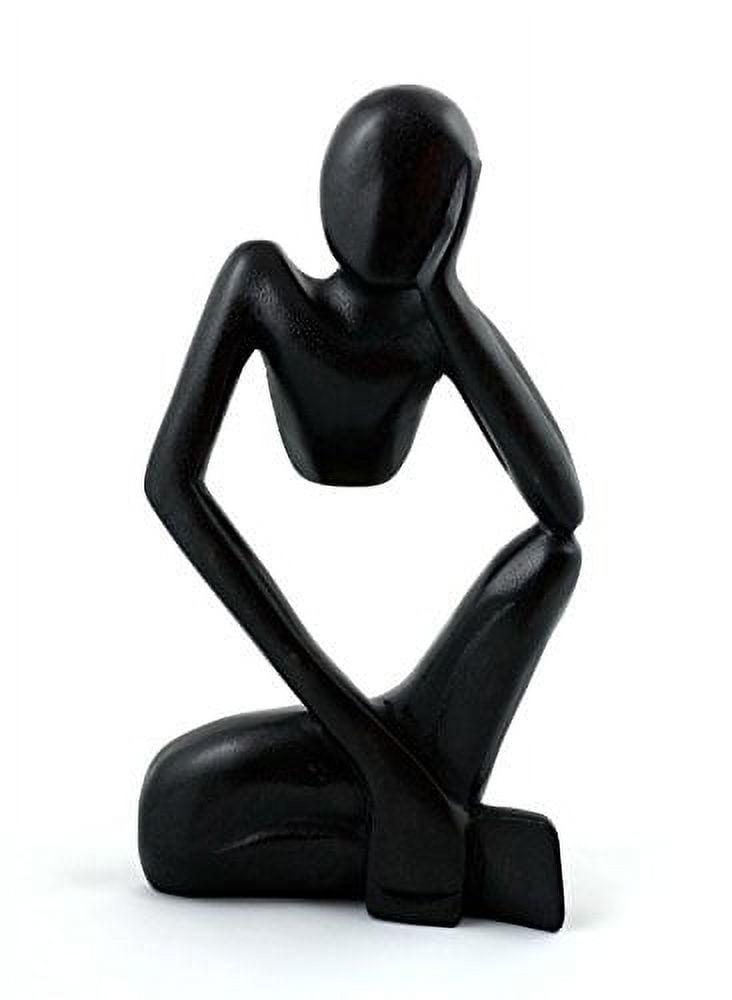 G6 Collection 12" Wooden Handmade Abstract Sculpture Statue Handcrafted - Thinking Man - Gift Art Decorative Home Decor Figurine Accent Decoration Artwork Hand Carved (Black)