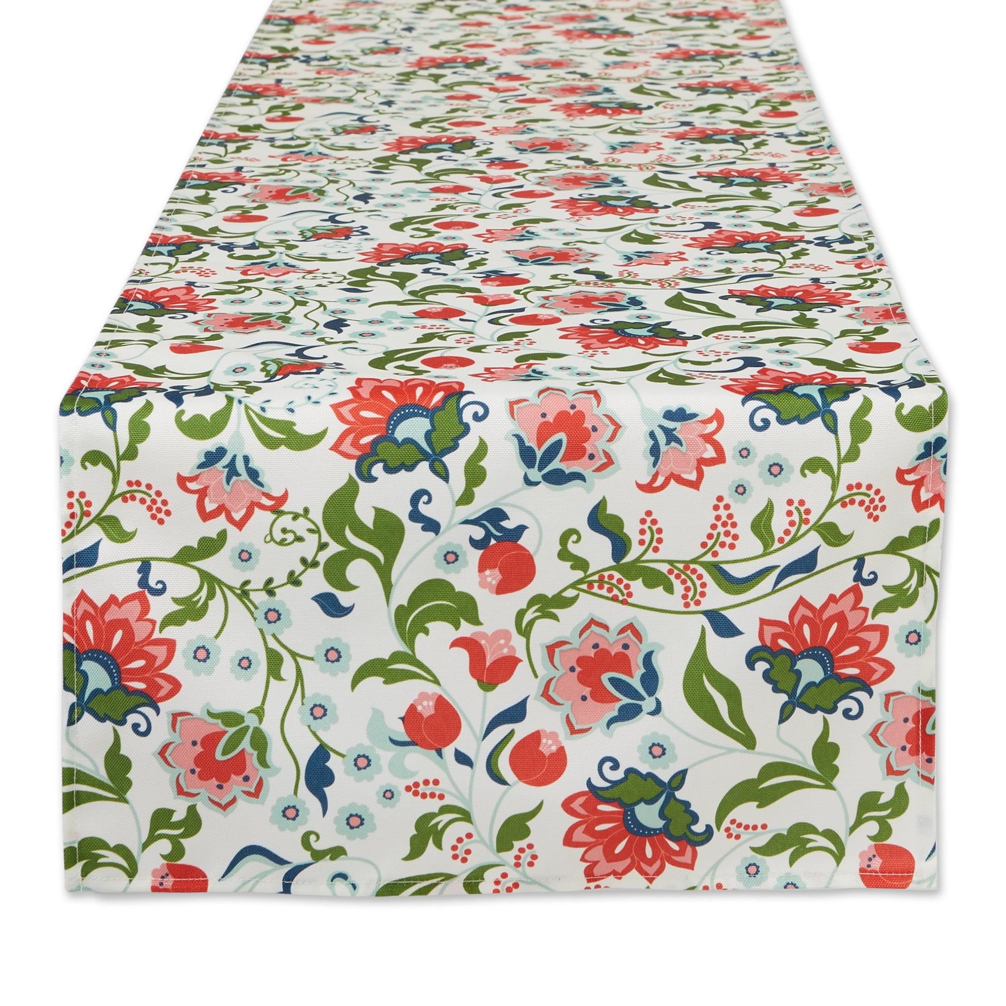 Floral Garden Print Polyester Outdoor Table Runner 14x72