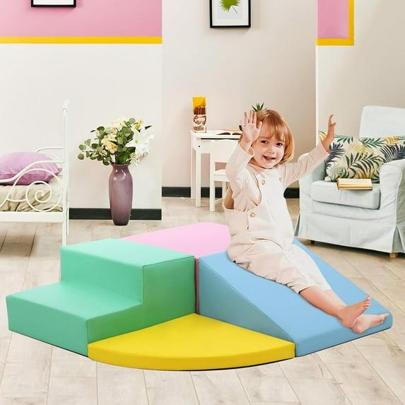4 Pieces Soft Play Climbing for Toddlers ¨C Indoor Foam Climber Playset for Crawling, pink